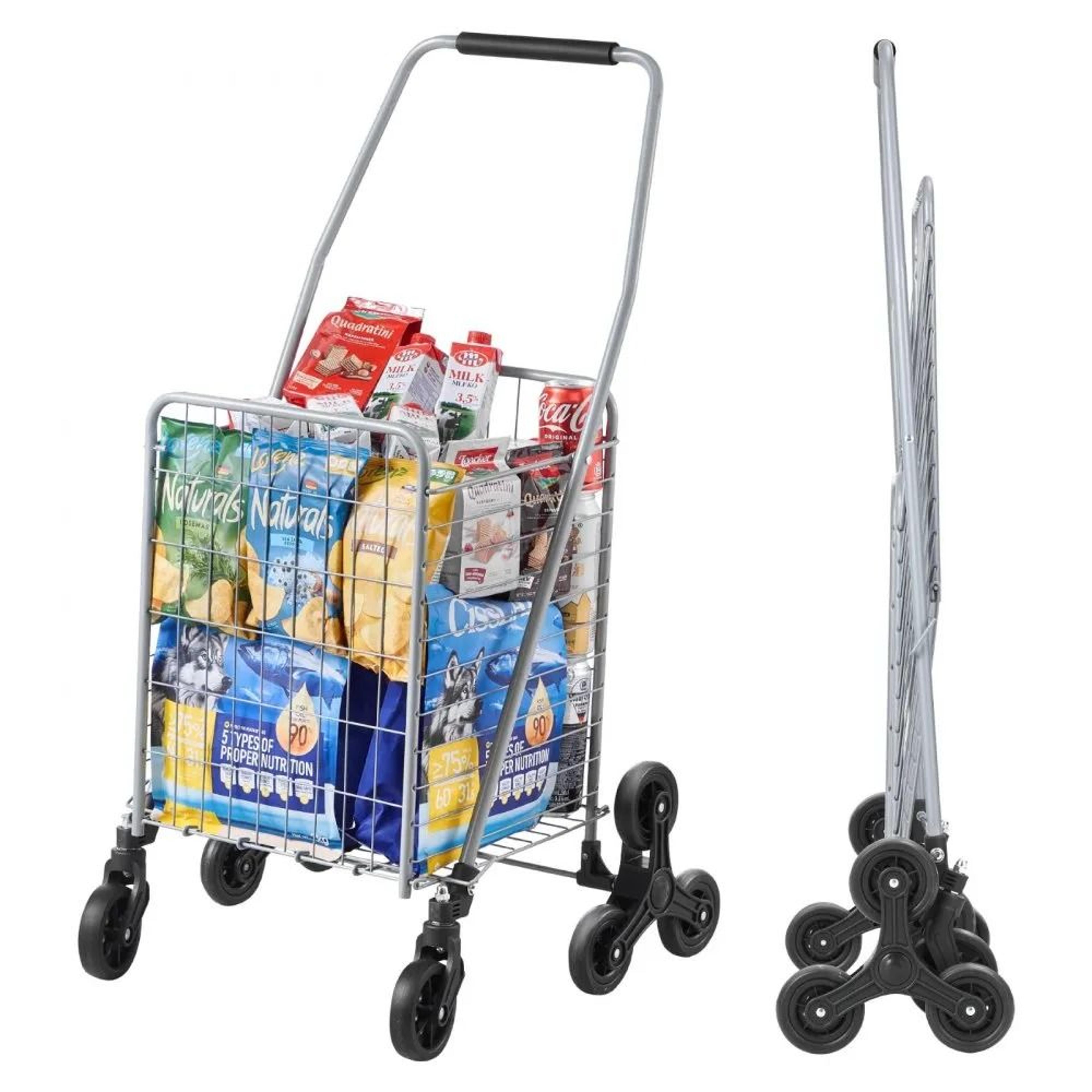 45l stair climbing grocery shopping cart with 360 rolling swivel wheels foldable utility cart