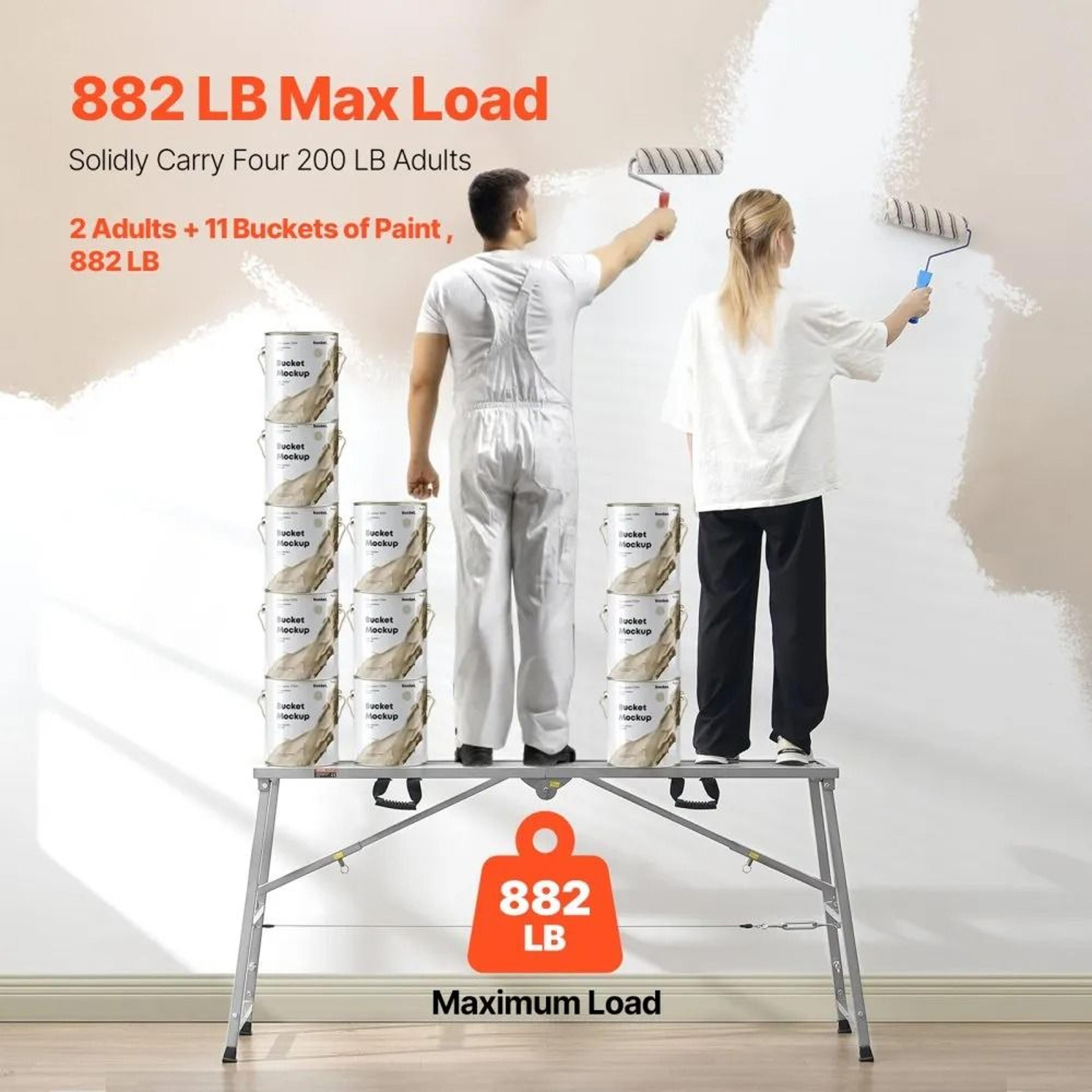 Adjustable Folding Steel Work Platform Portable Scaffolding Step Ladder 882 Lbs Capacity 1