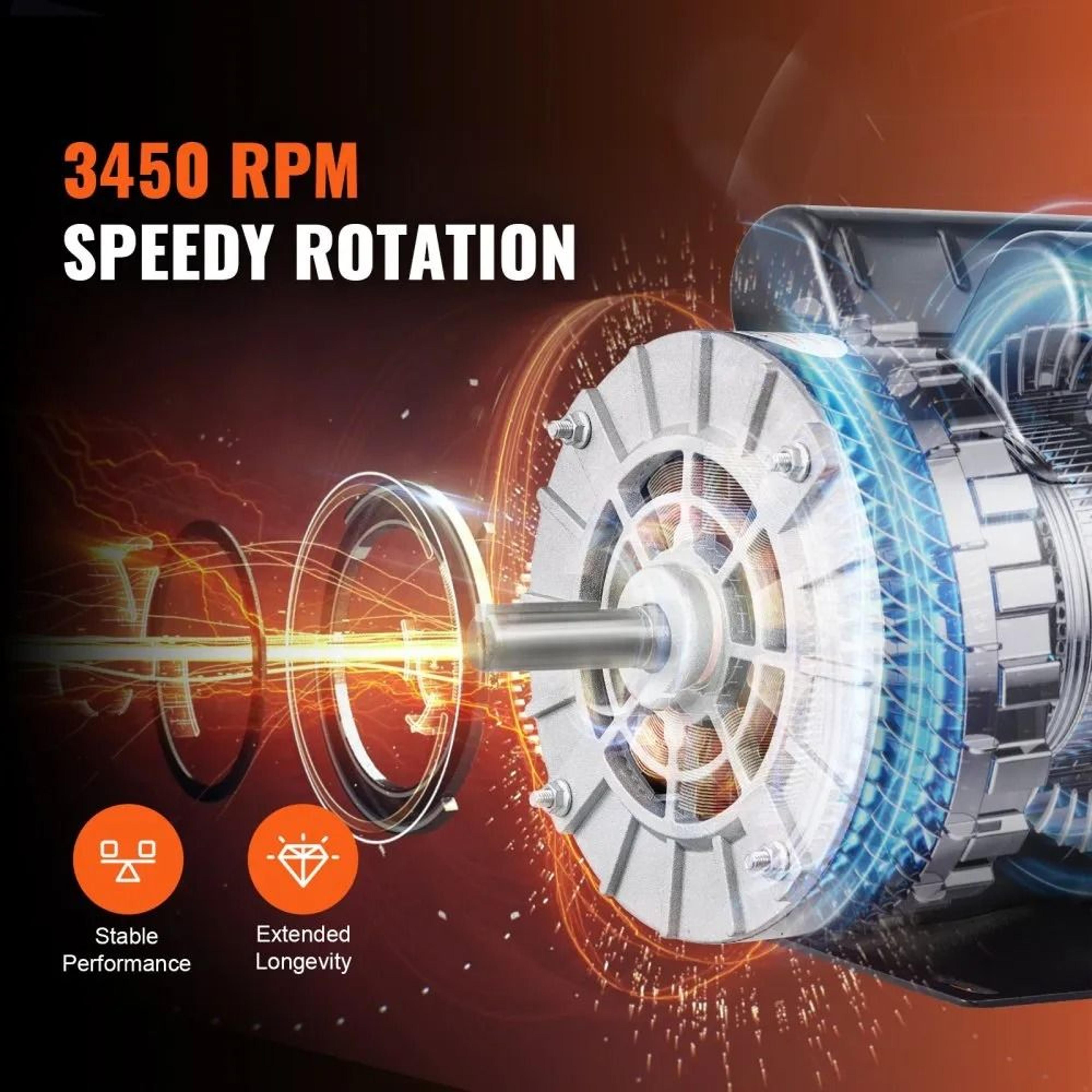 37HP Air Compressor Motor 3450RPM 230V Single Phase 56 Frame Reversible Electric Motor 1