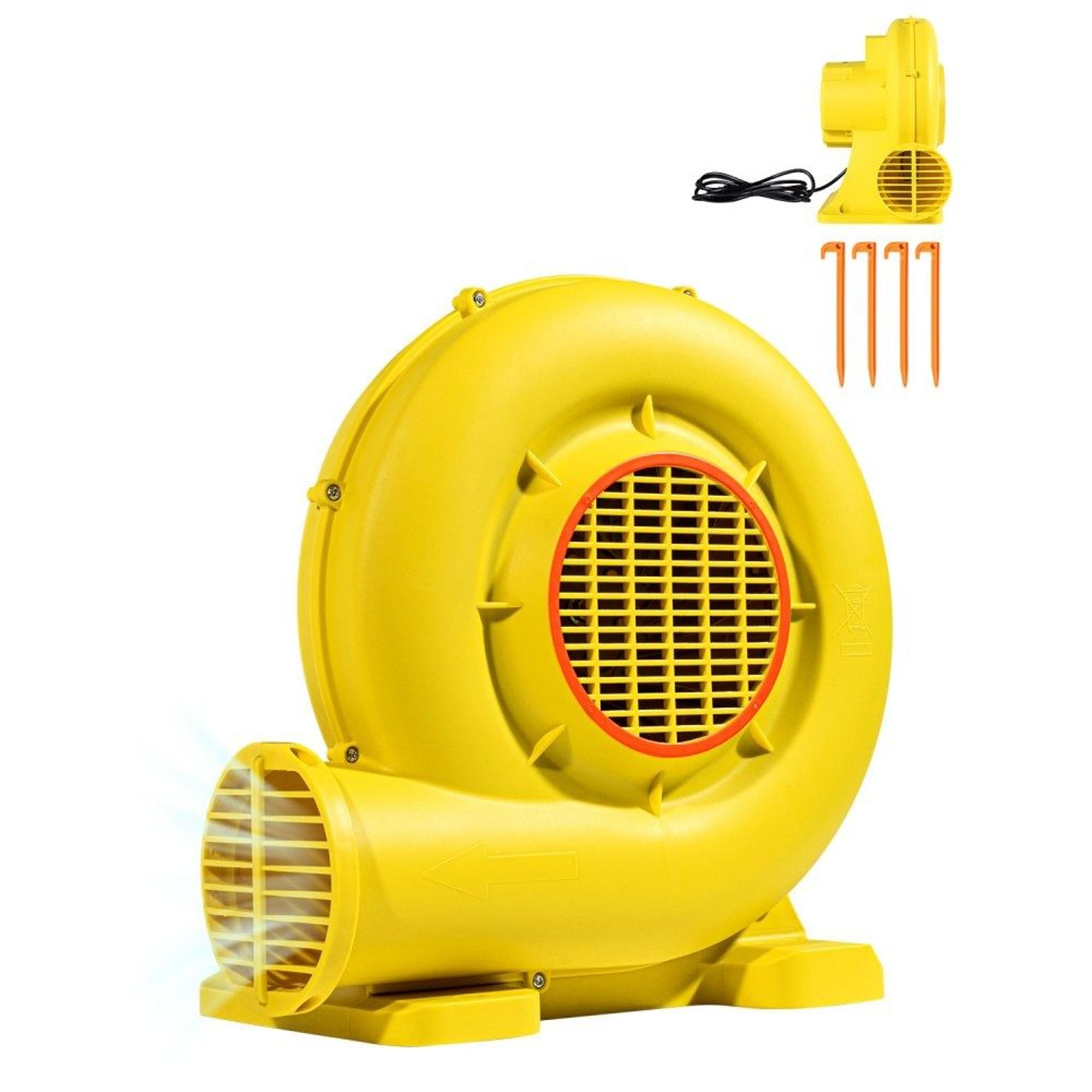 portable electric bounce house blower fan with two speed settings 0.5 hp and 0.6 hp