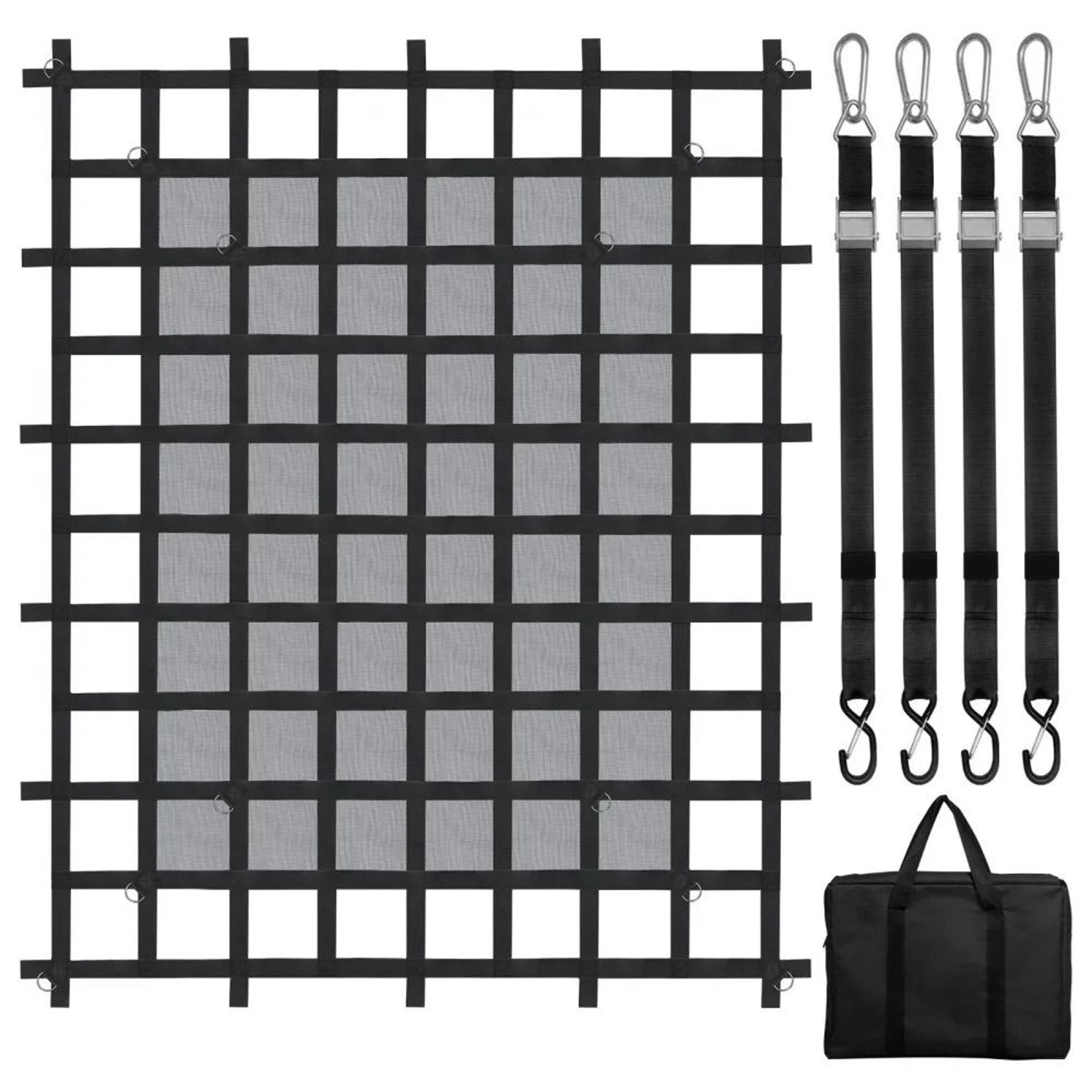 heavy duty truck cargo net 72 in x 57 in with adjustable straps carabiners and s hooks