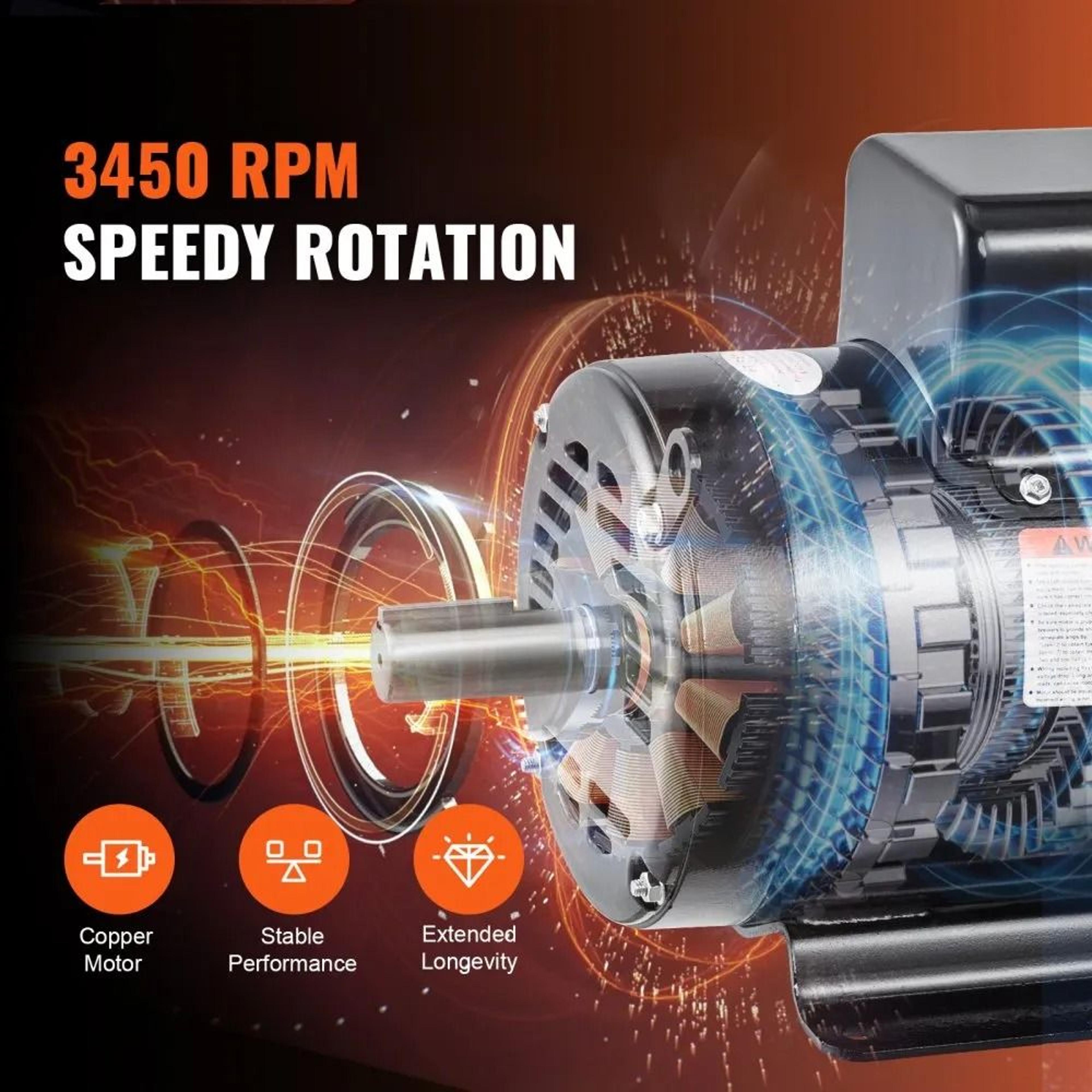 75HP Air Compressor Motor 230V Single Phase 3450RPM 184T Frame 118 Keyed Shaft 2