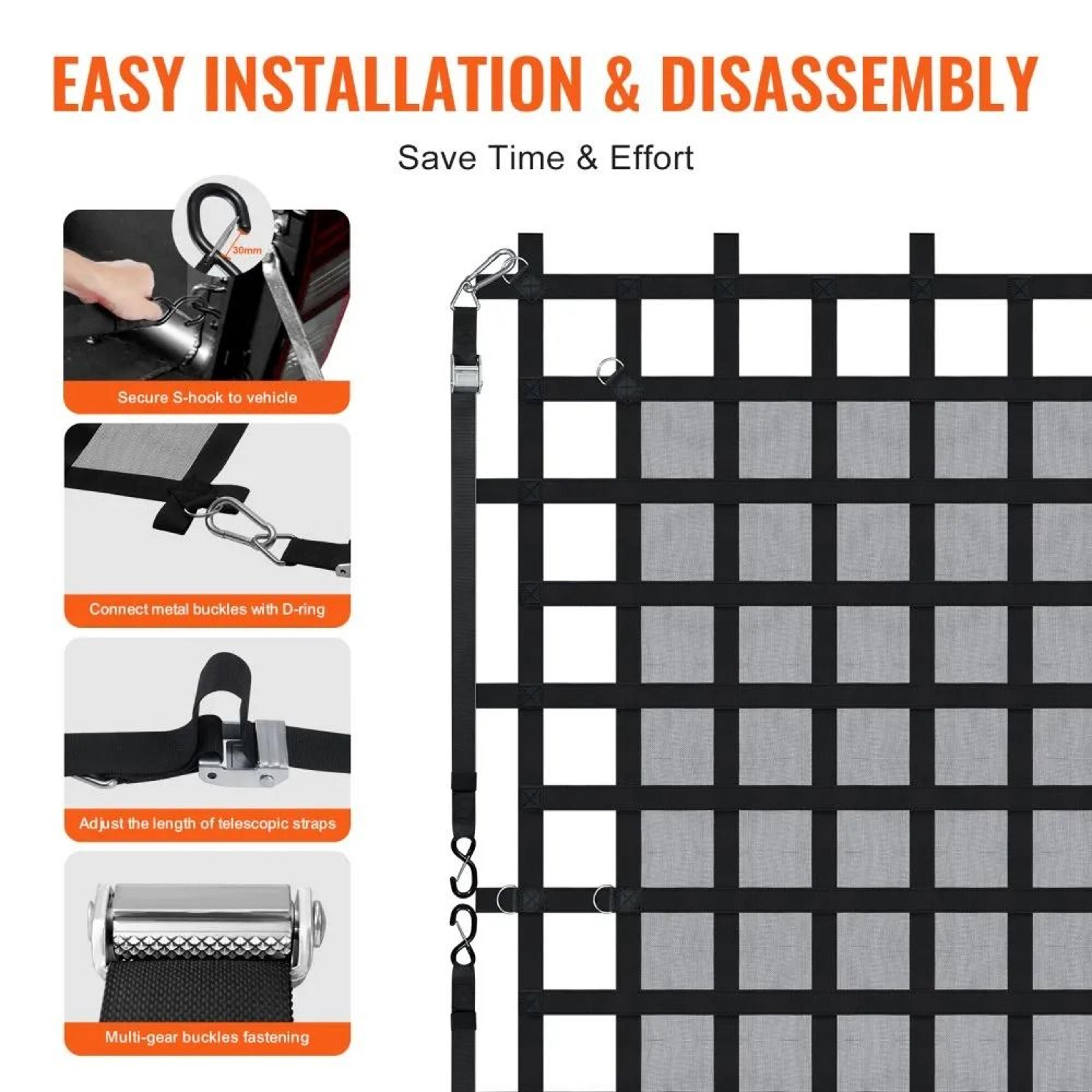 Heavy Duty Truck Cargo Net 96 X 81 In With Adjustable Straps And DRings 3