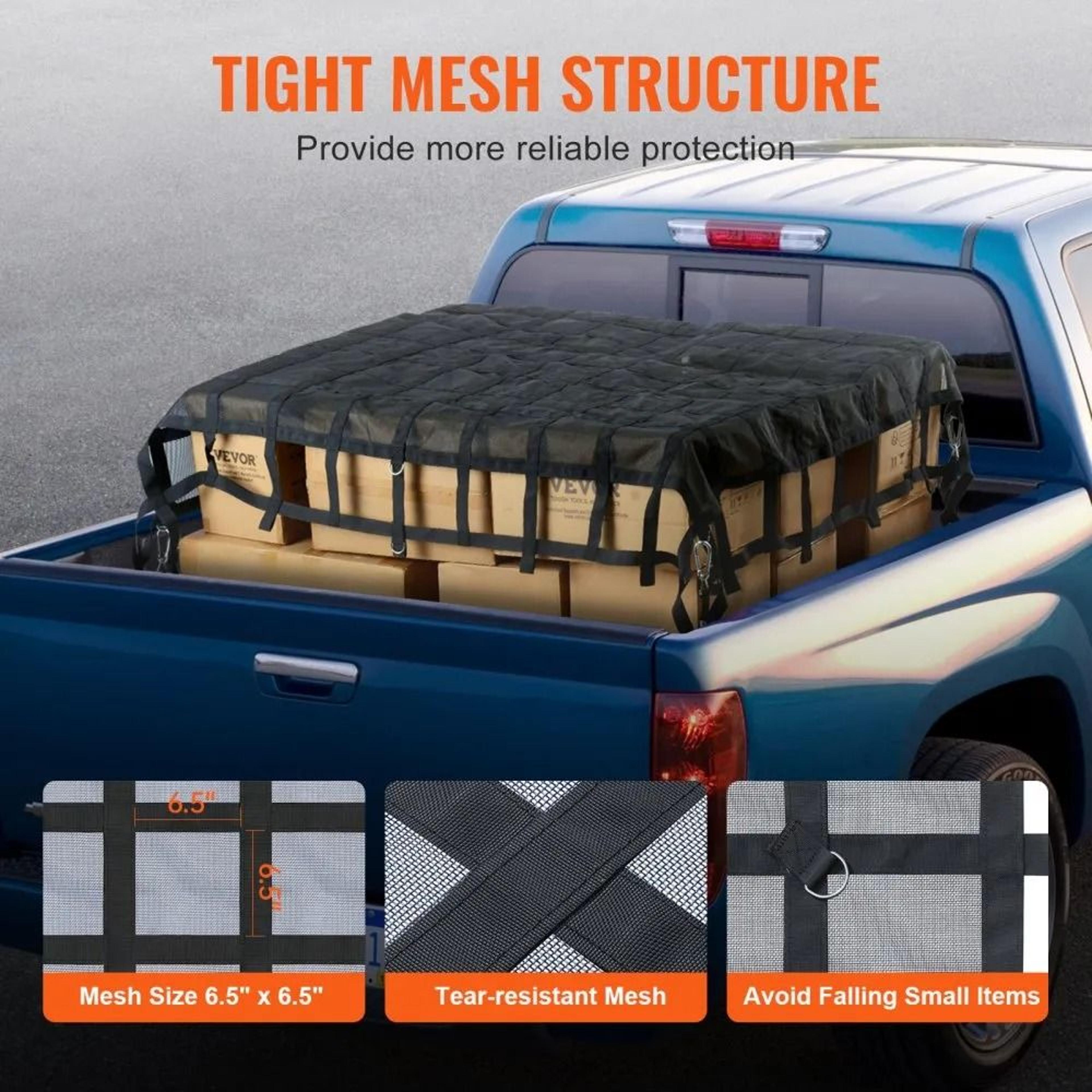 Heavy Duty Truck Cargo Net 96 X 81 In With Adjustable Straps And DRings 1