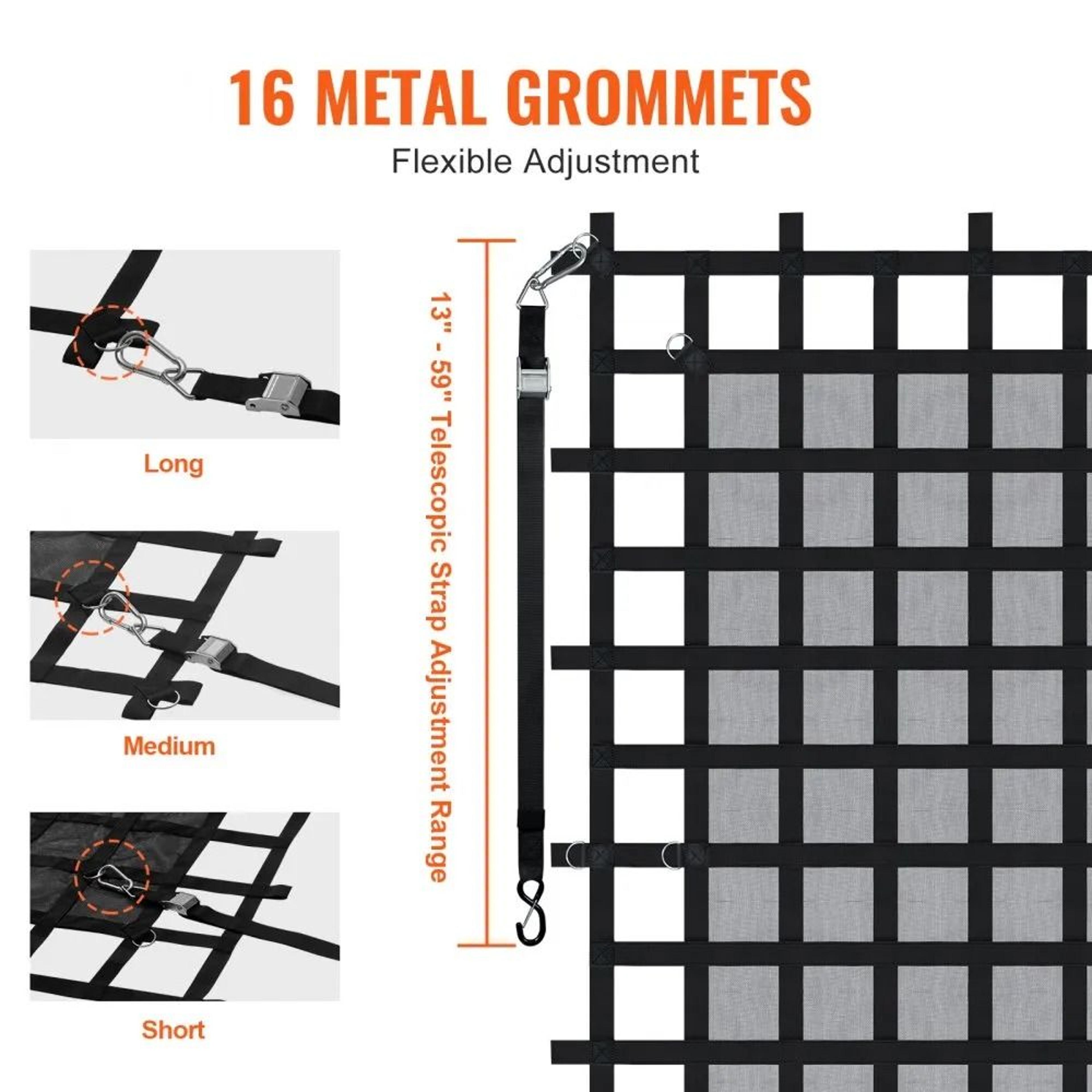 Heavy Duty Truck Cargo Net 96 X 81 In With Adjustable Straps And DRings 4