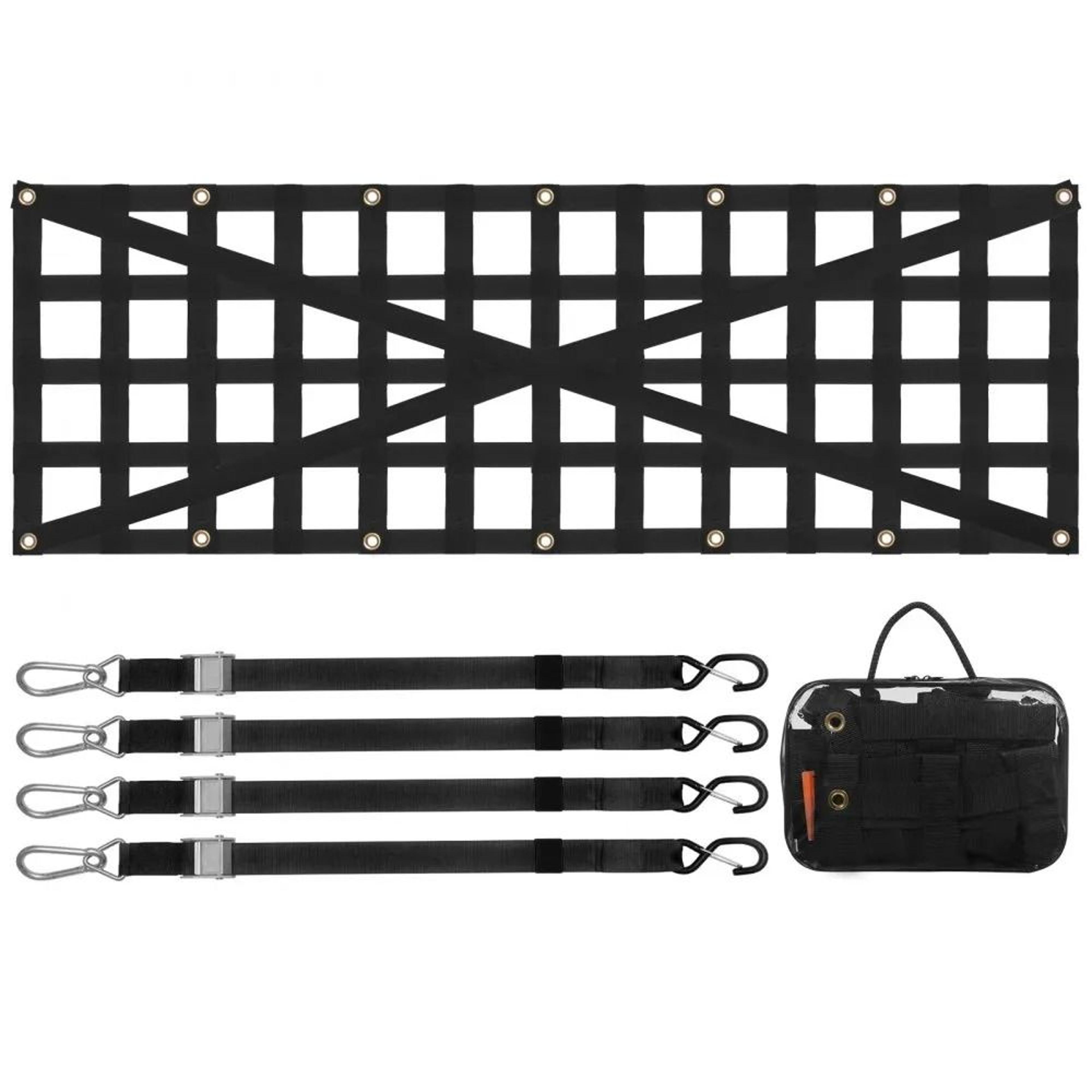 heavy duty tailgate net for truck bed 54 x 18 in cargo net with telescopic straps