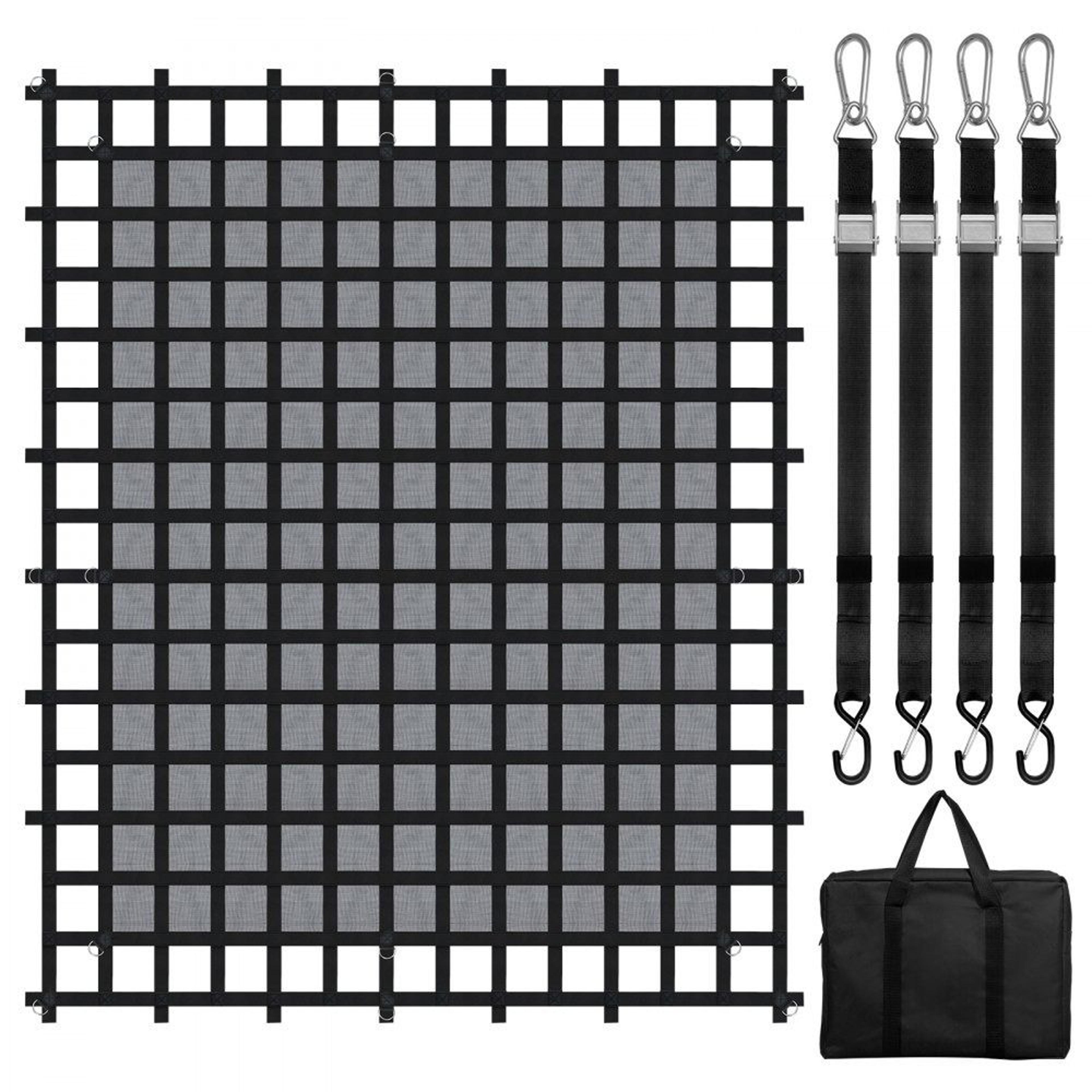 heavy duty truck cargo net 120 x 105 in with 4 adjustable straps and s hooks
