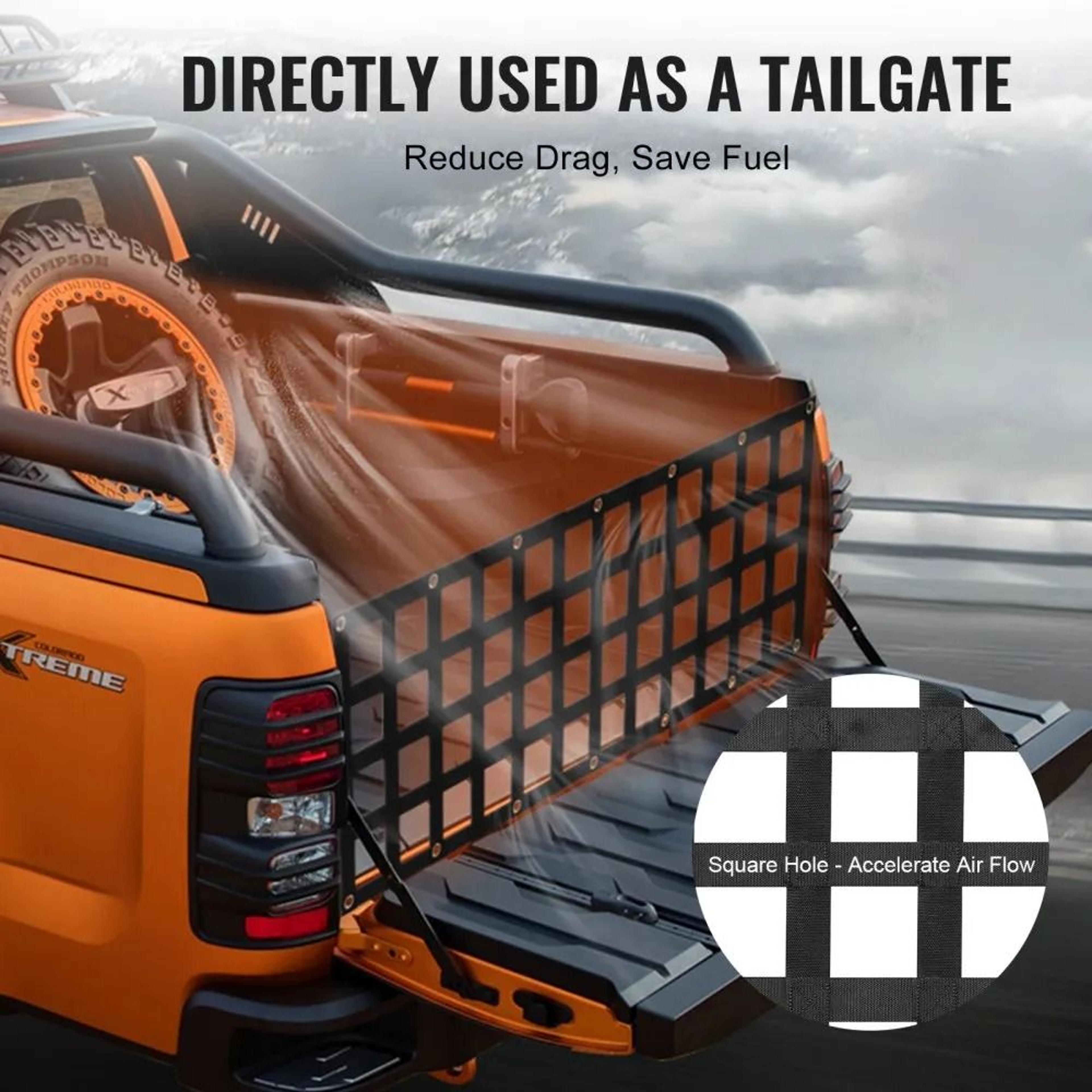Adjustable Truck Tailgate Net With Straps And Hooks 60 X 18 In Heavy Duty Cargo Mesh 2