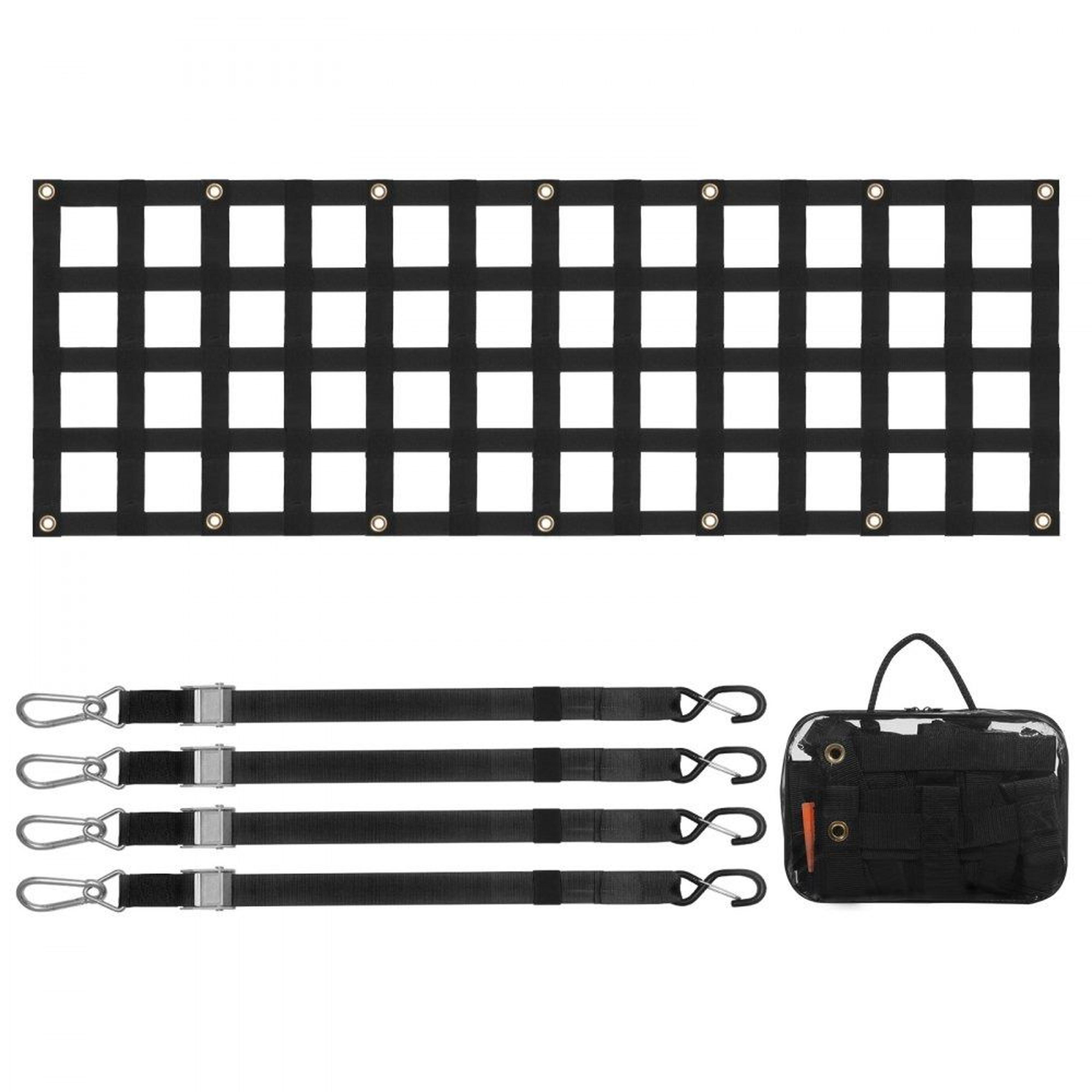 adjustable truck tailgate net with straps and hooks 60 x 18 in heavy duty cargo mesh