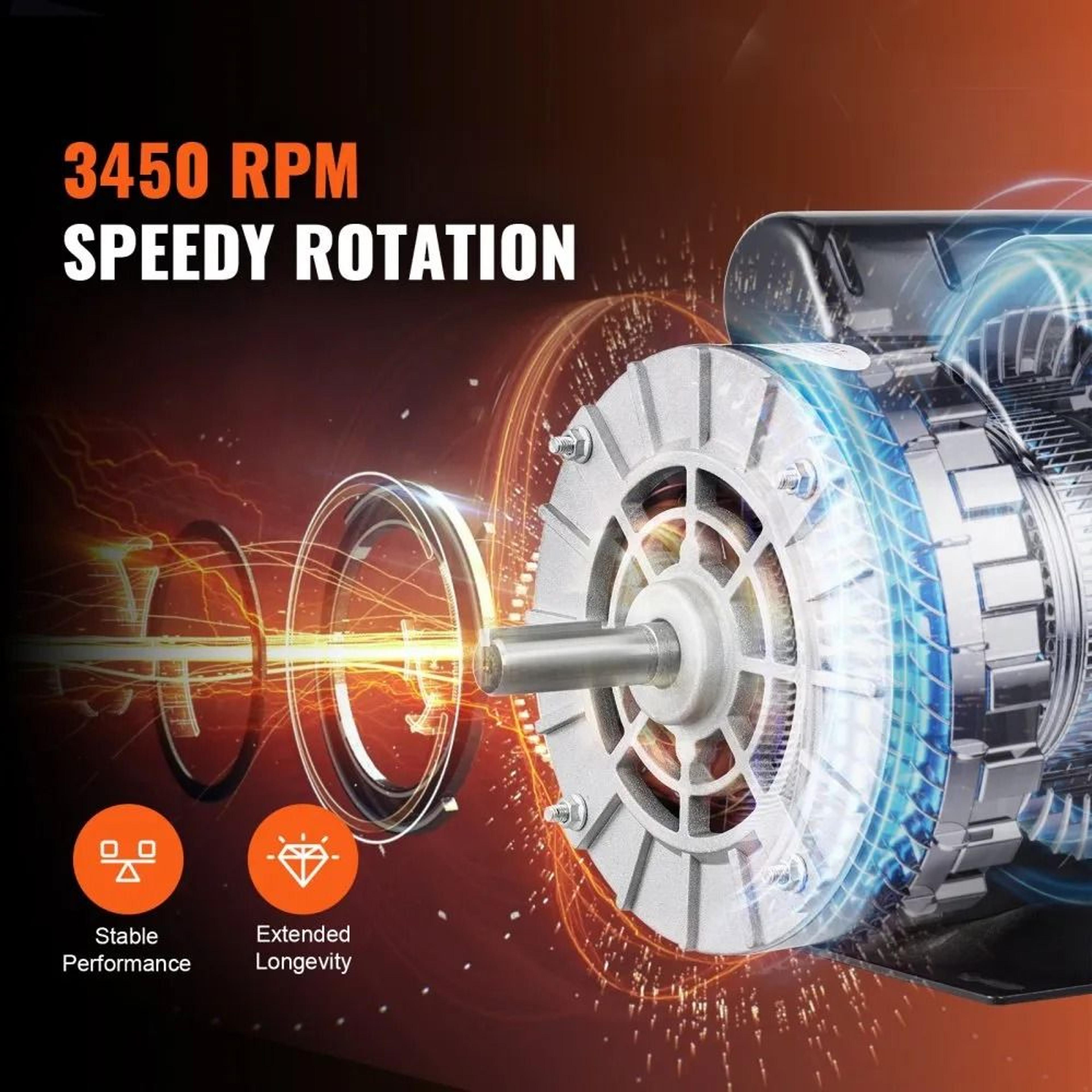 5HP SPL Air Compressor Electric Motor 230V 3450RPM 56 Frame 58 Inch Keyed Shaft 2