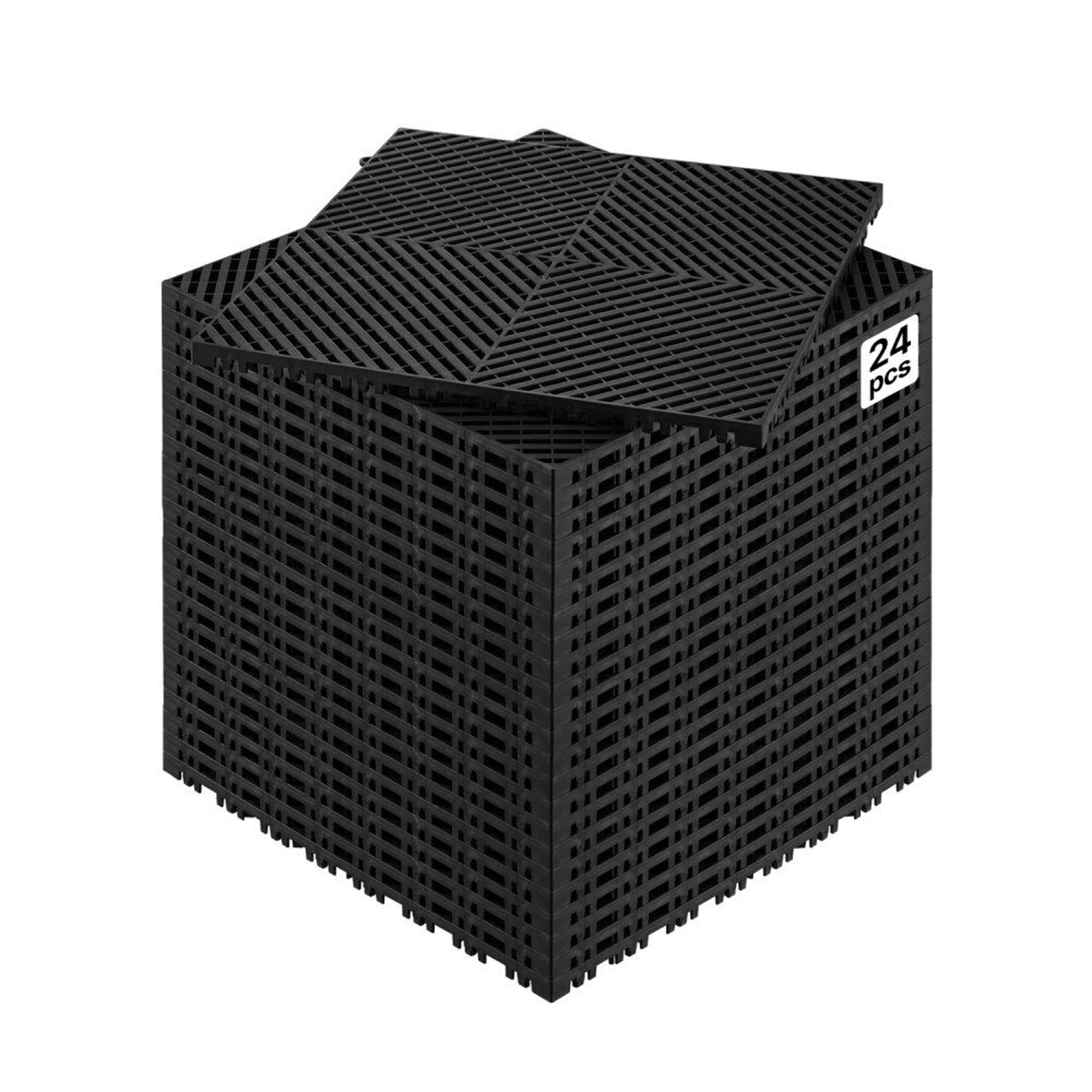 modular interlocking drainage tile mat 15.7 x 15.7 inch non-slip black pp cushion floor tile 24 pack