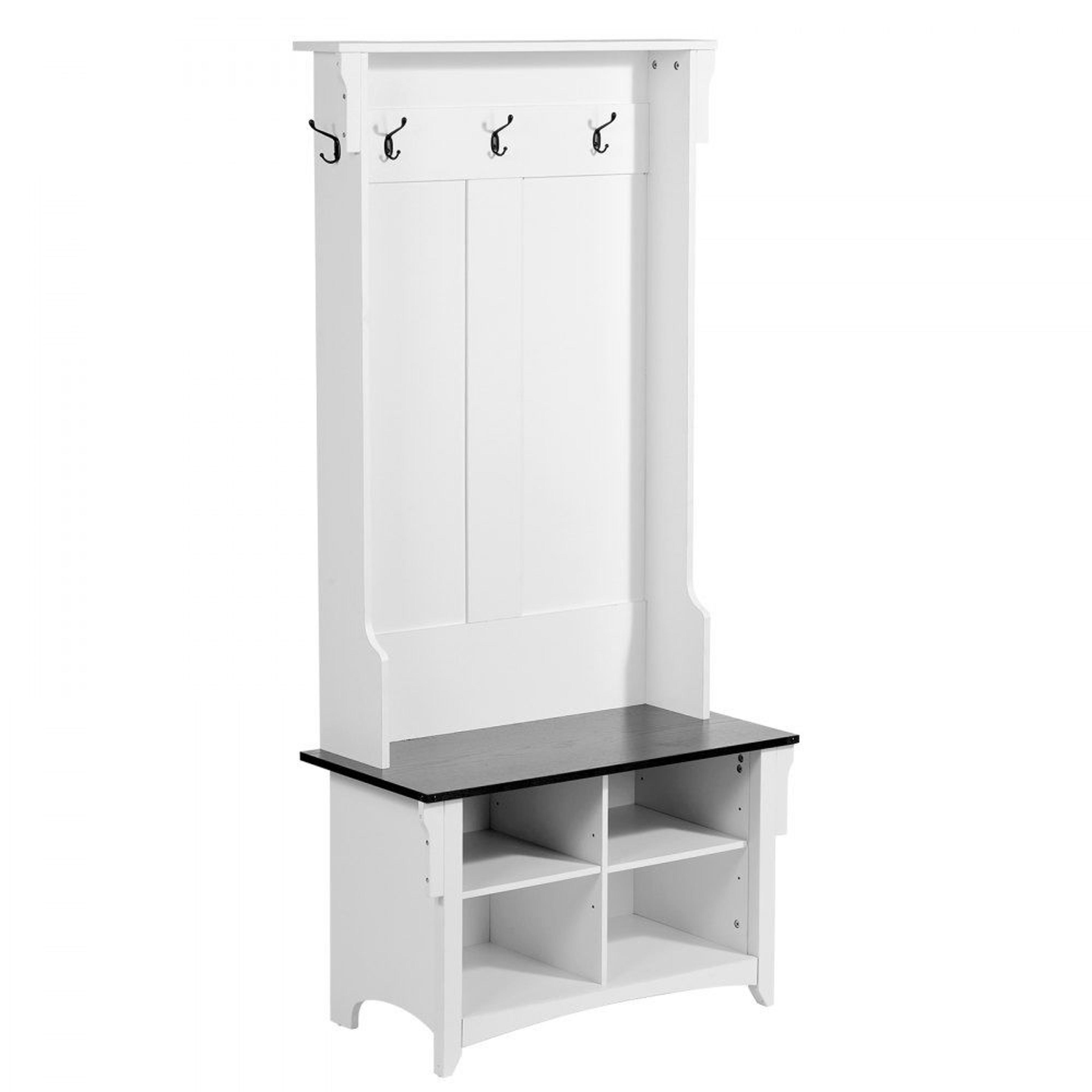 hall tree entryway bench with storage drawers and coat rack