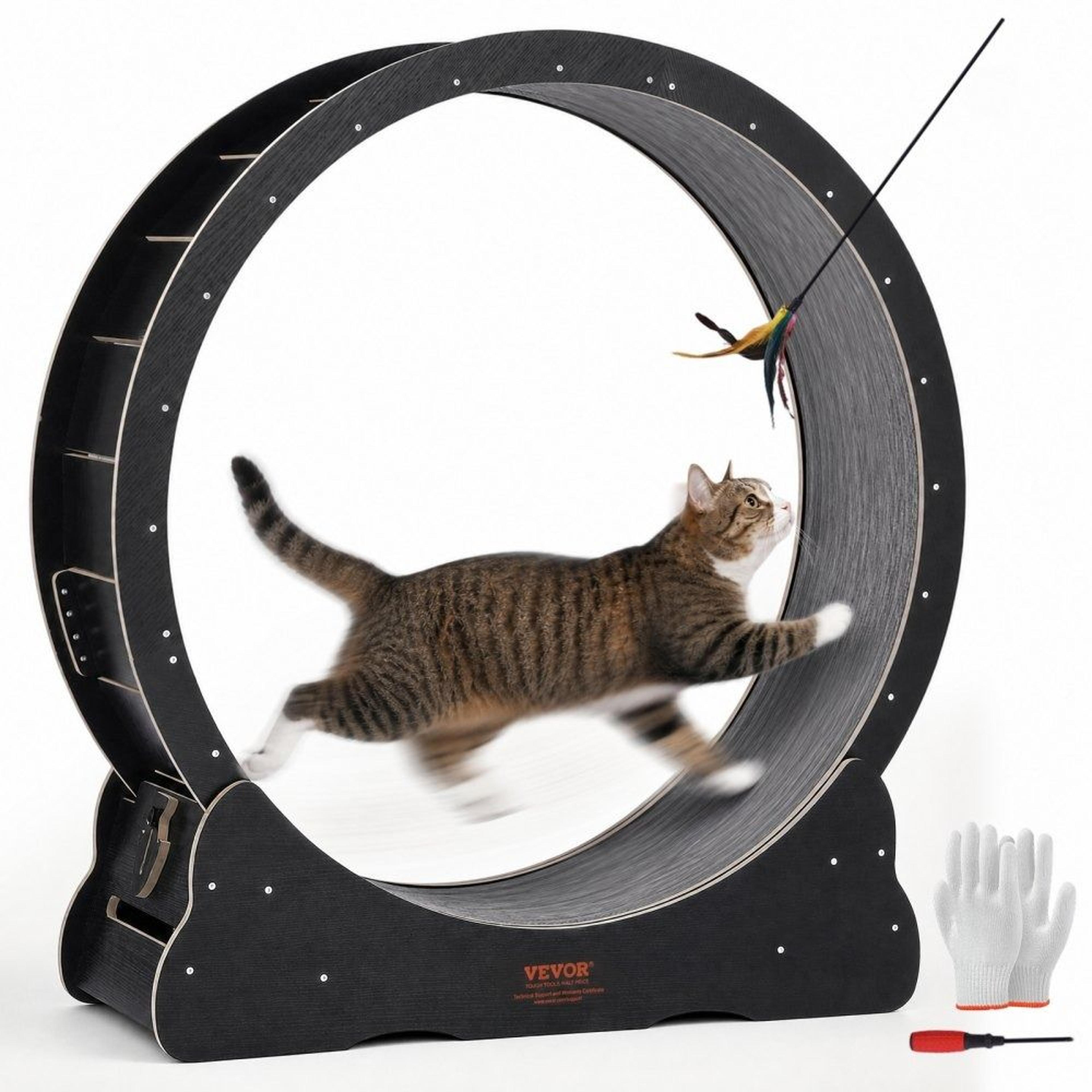 wooden cat exercise wheel 43.3 inch indoor cat treadmill wheel with detachable carpet