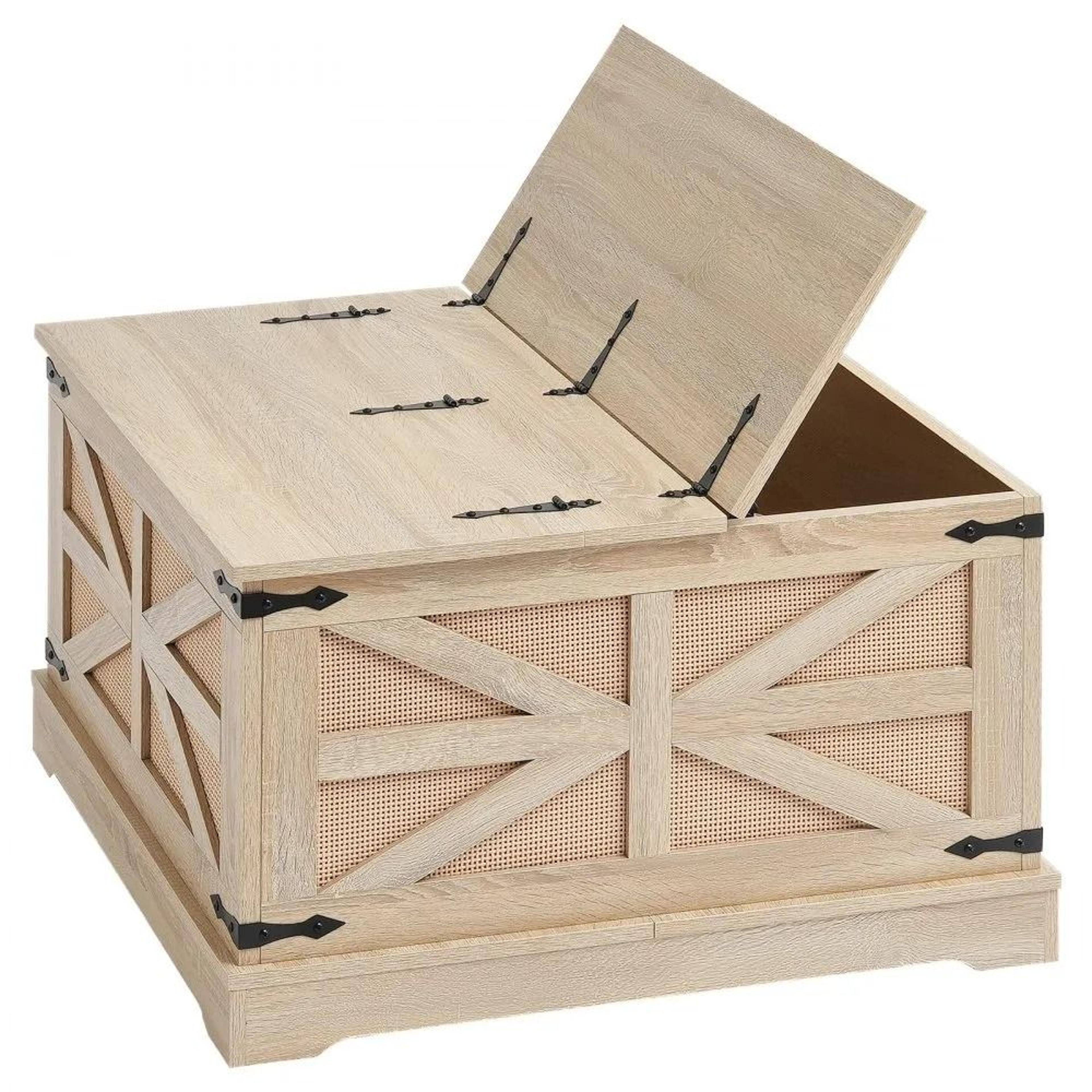 rattan coffee table with lift top storage and mdf surface