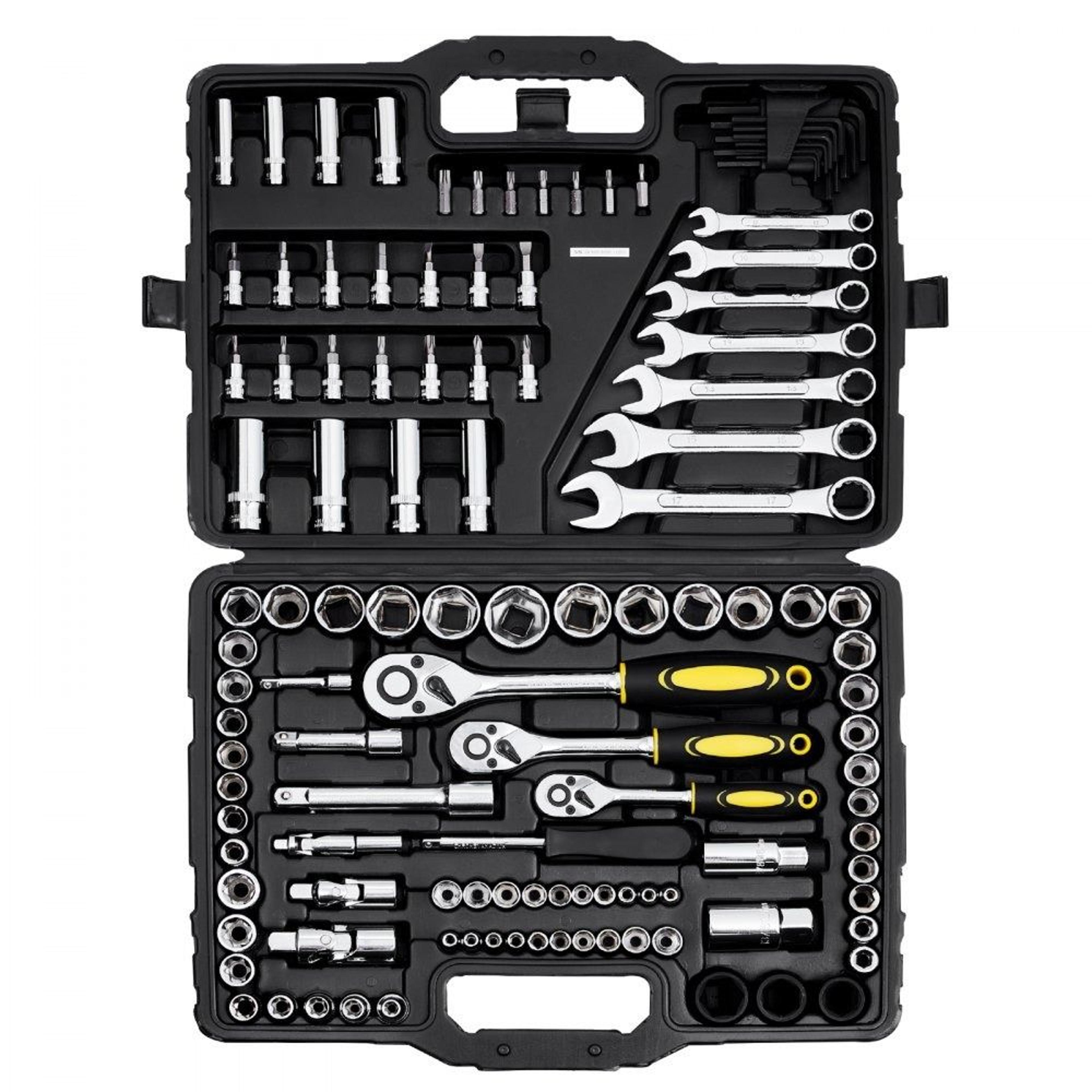 121-piece mechanics tool set with sae metric sockets and 72-tooth ratchets