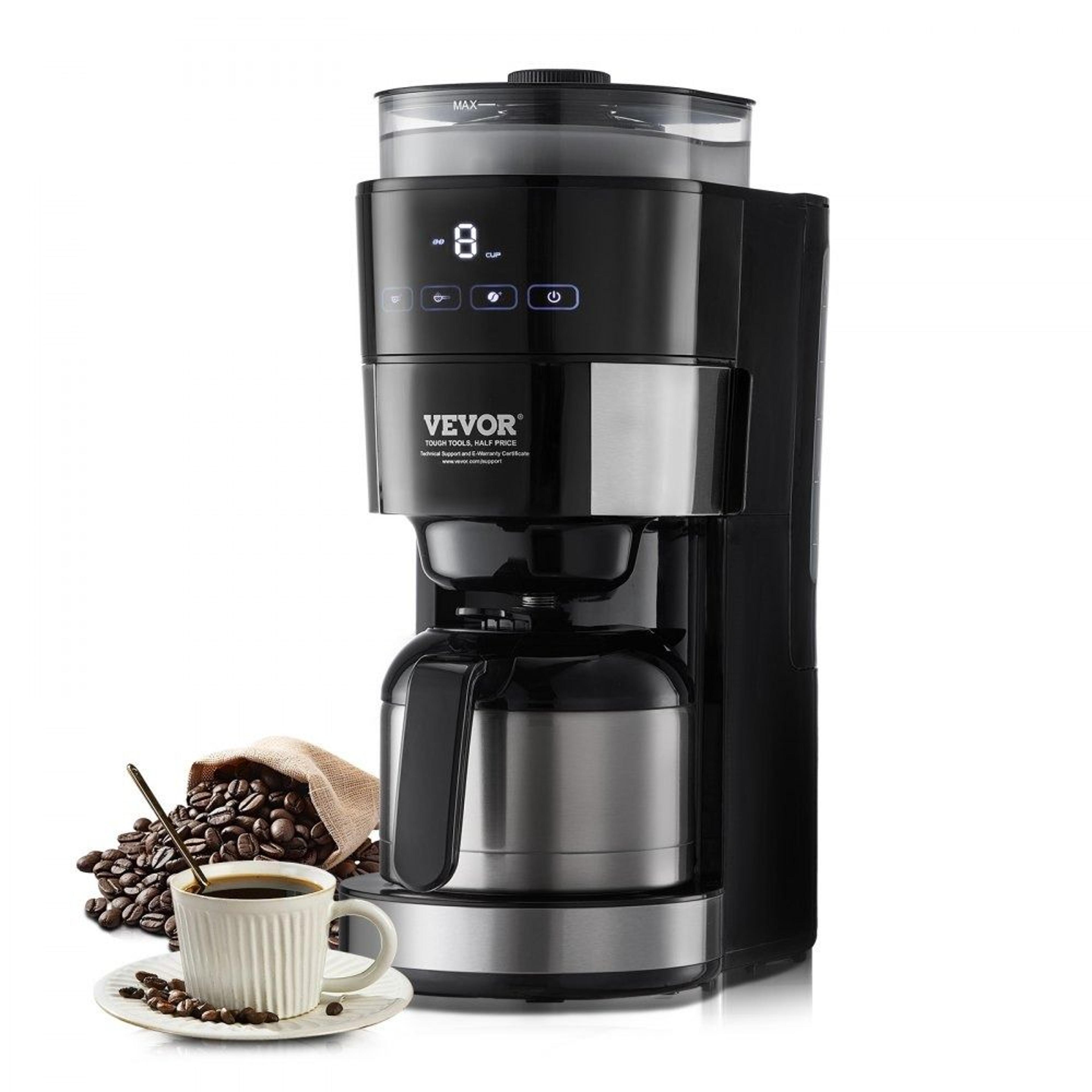8 cup grind and brew coffee maker with 24 hour programmable timer and adjustable grinder