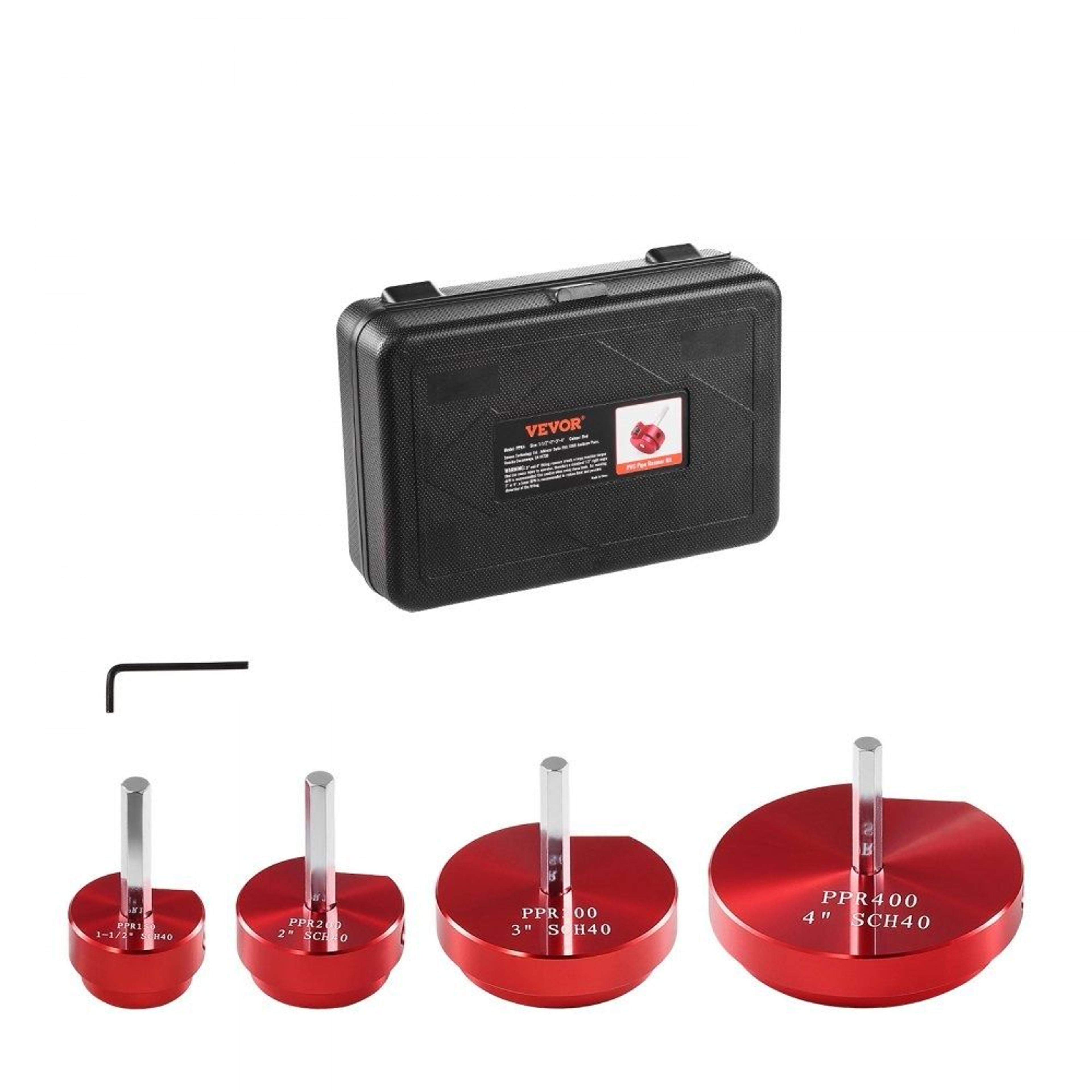 4 piece pvc pipe reamer kit with socket saver tools and storage box