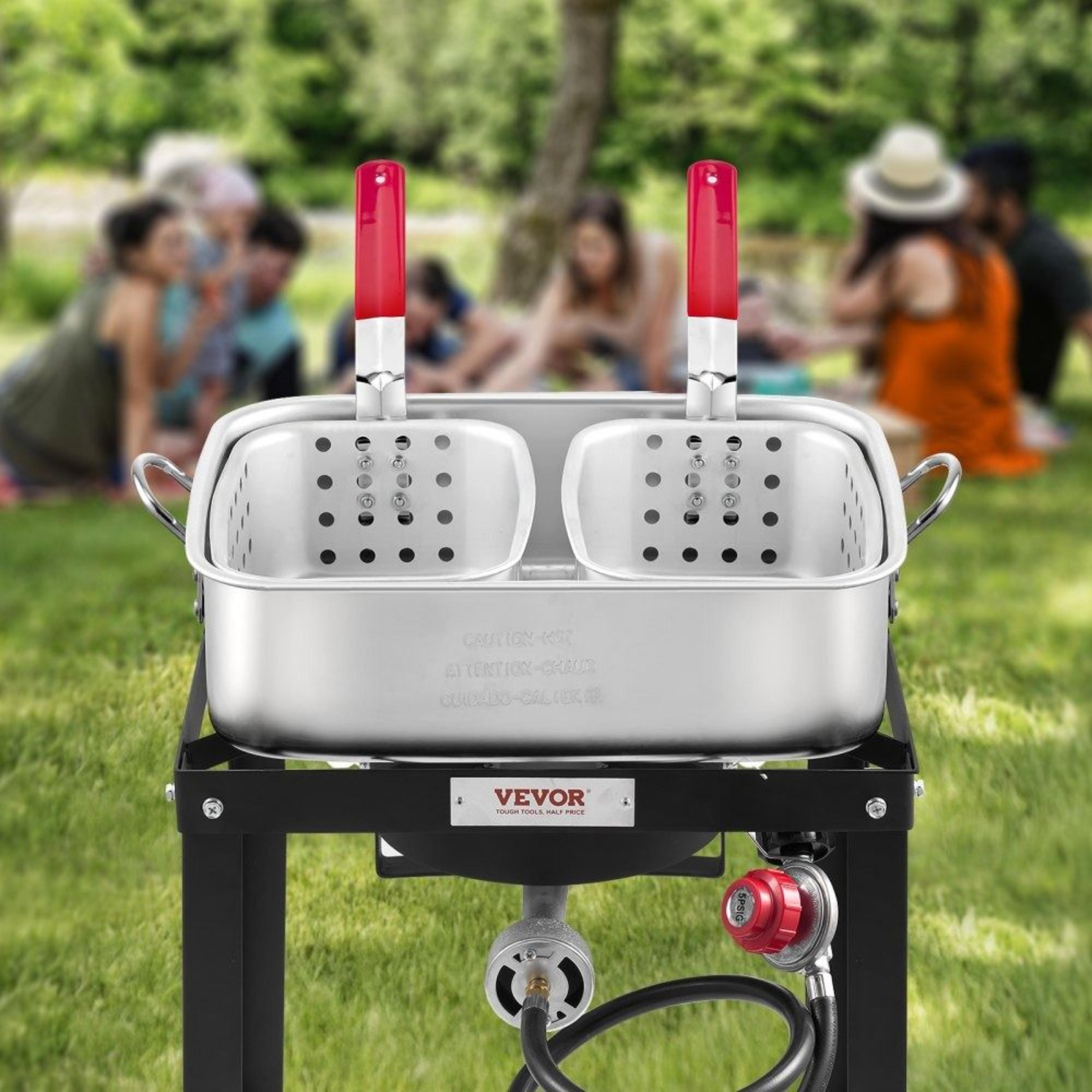 18 Qt Aluminum Propane Fish Fryer Kit With Dual Baskets And 58000 BTU Burner 6