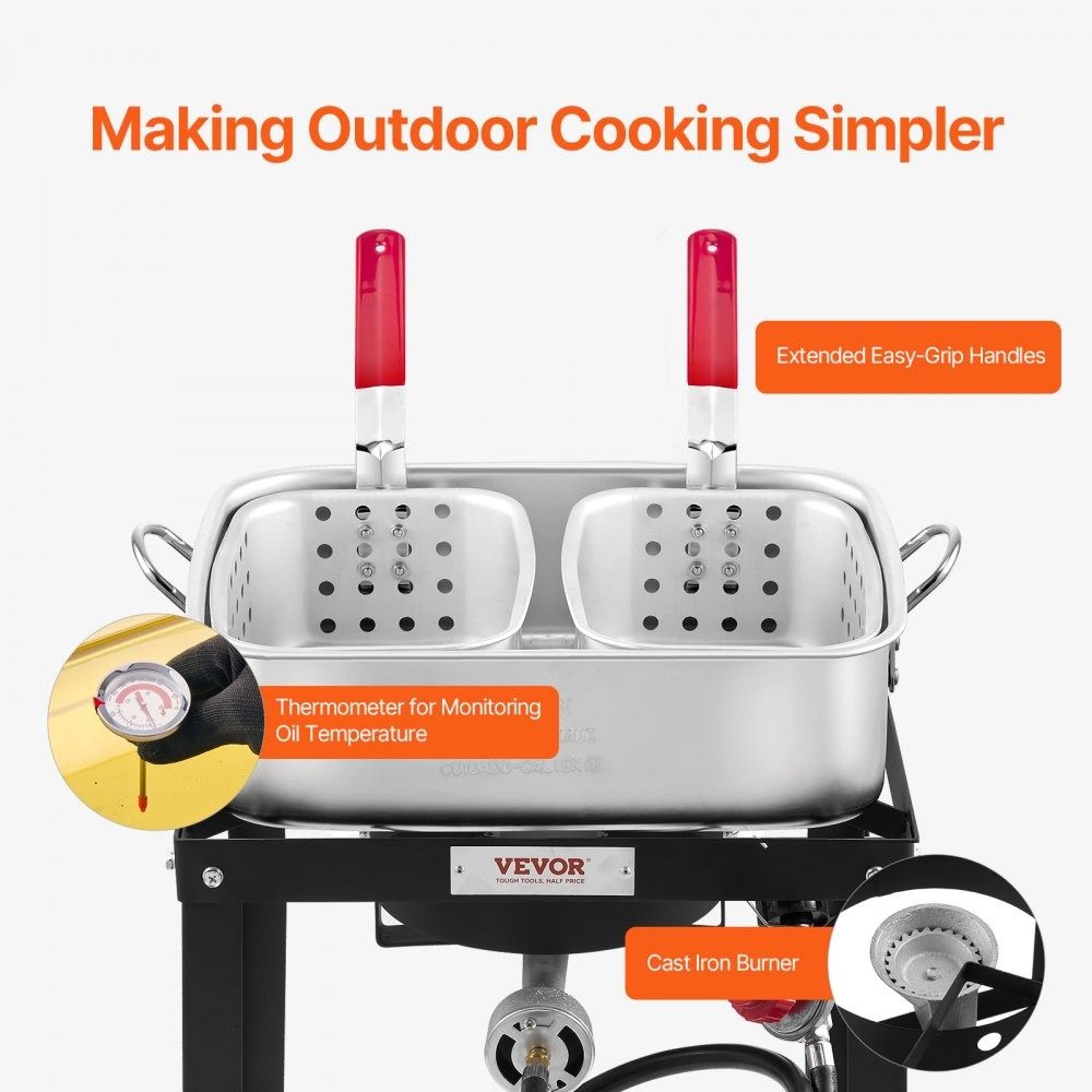 18 Qt Aluminum Propane Fish Fryer Kit With Dual Baskets And 58000 BTU Burner 3