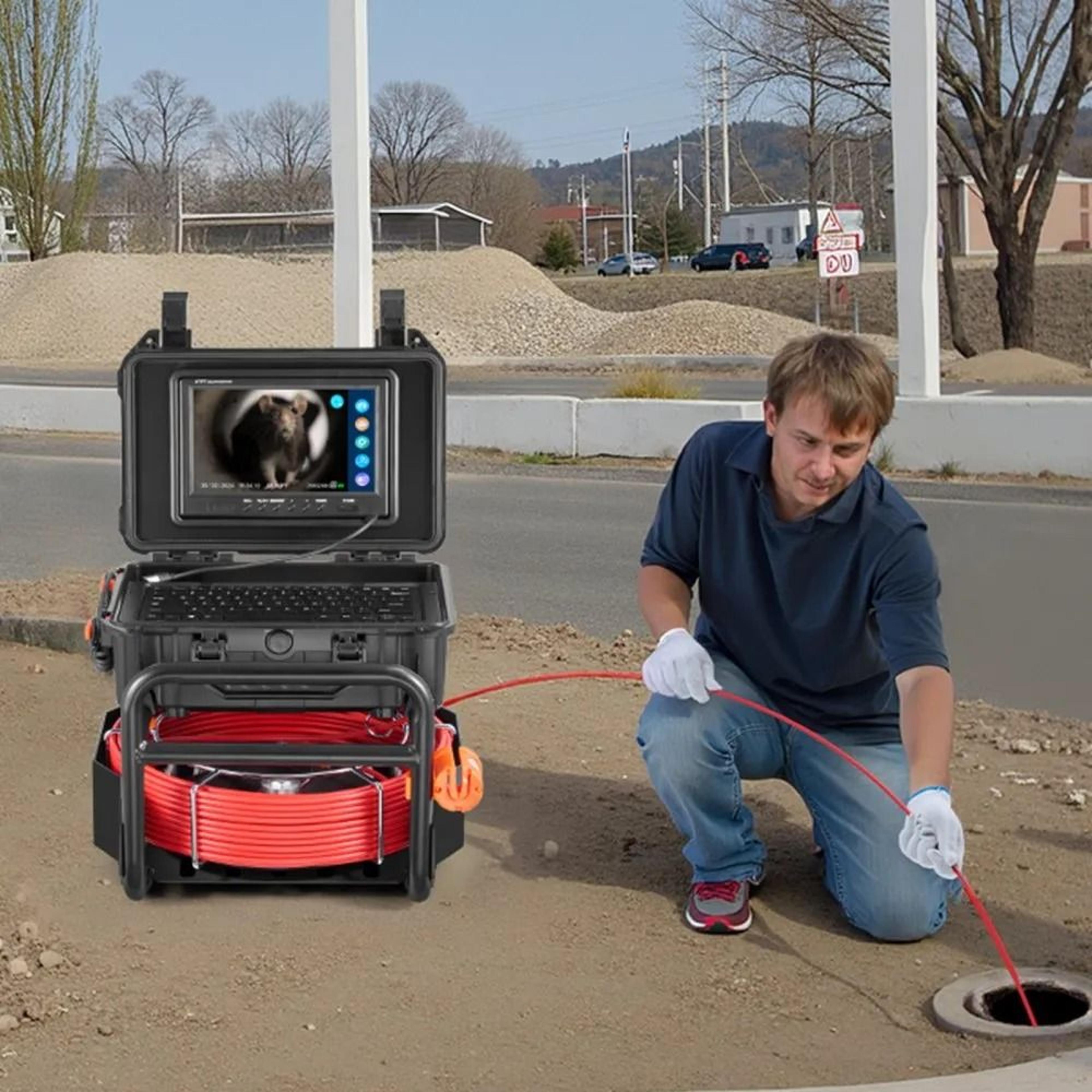 98 Ft SelfLeveling Sewer Camera With 512Hz Transmitter 9 Inch 1080P Screen 5