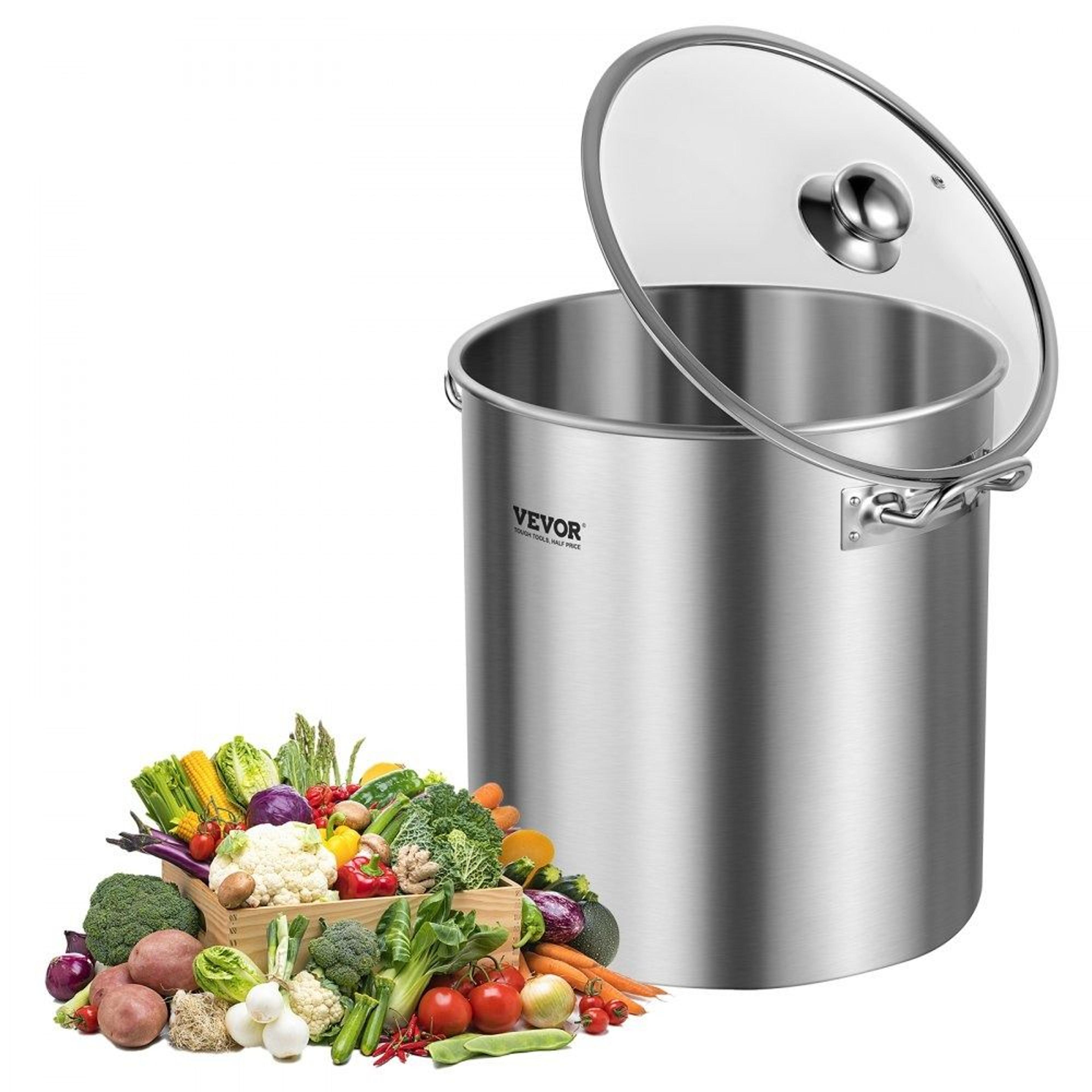 24 quart stainless steel stockpot with glass lid and composite bottom