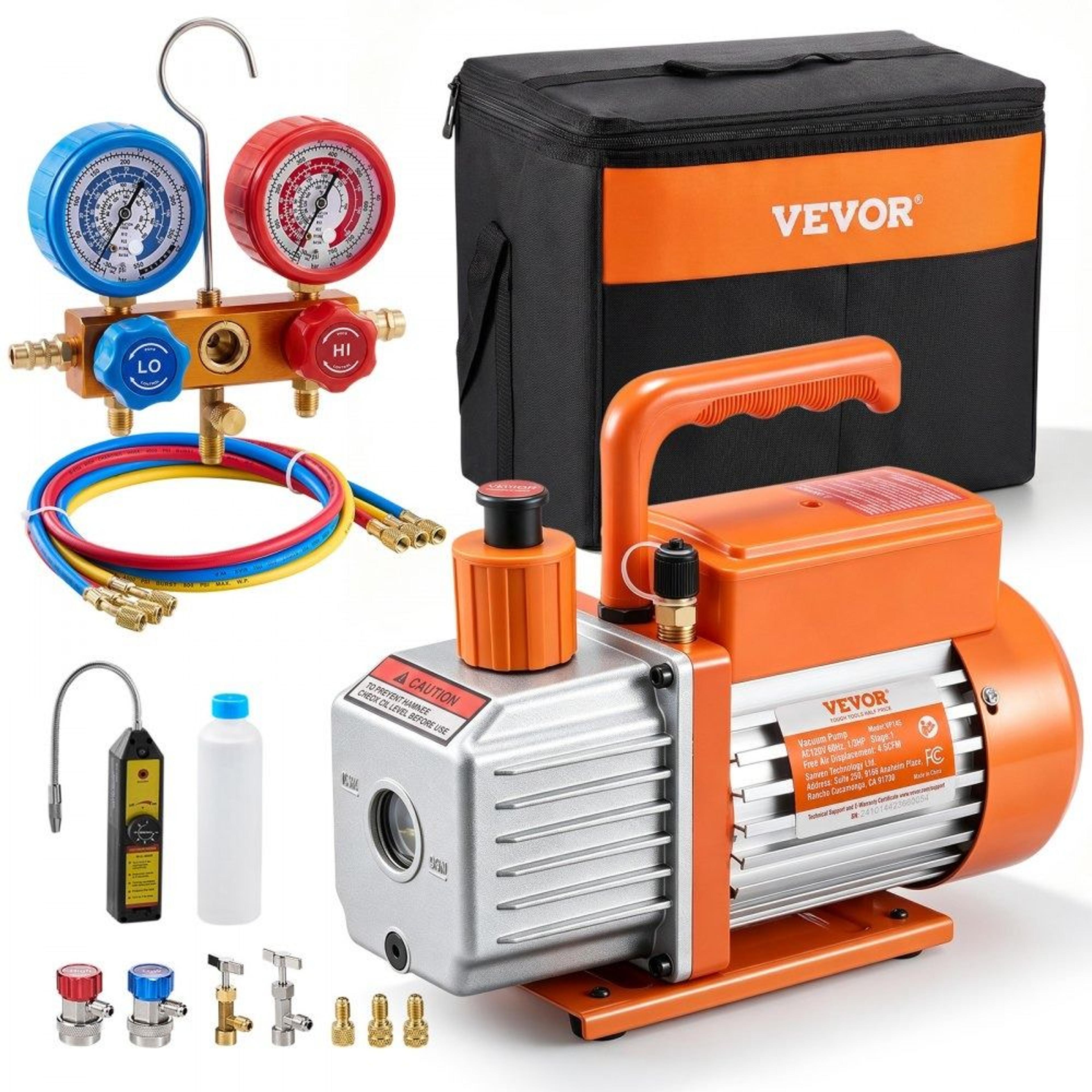 4.5 cfm ac vacuum pump and manifold gauge set for hvac and refrigeration
