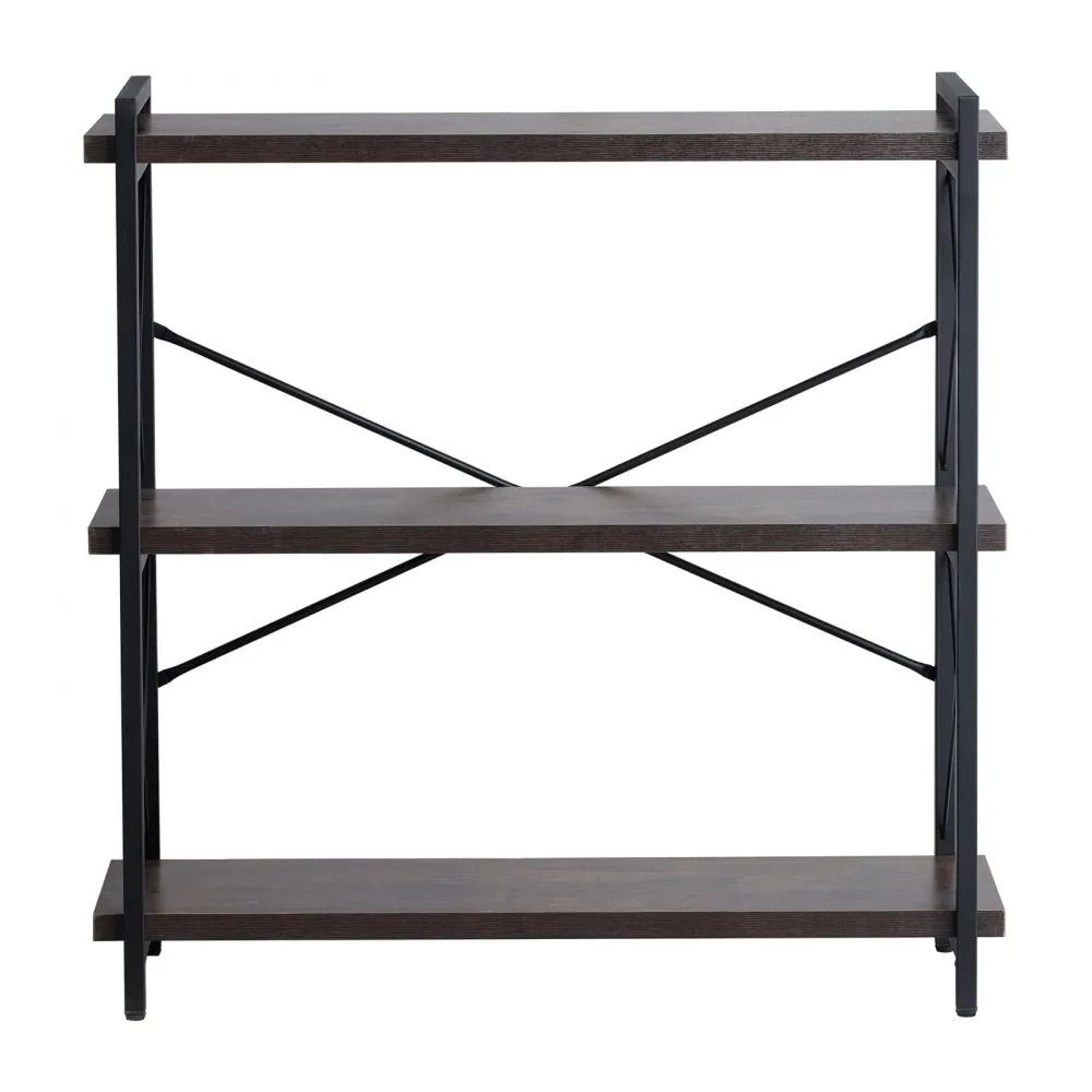 3Tier Industrial Metal Bookshelf With Open Shelves And Adjustable Feet 7
