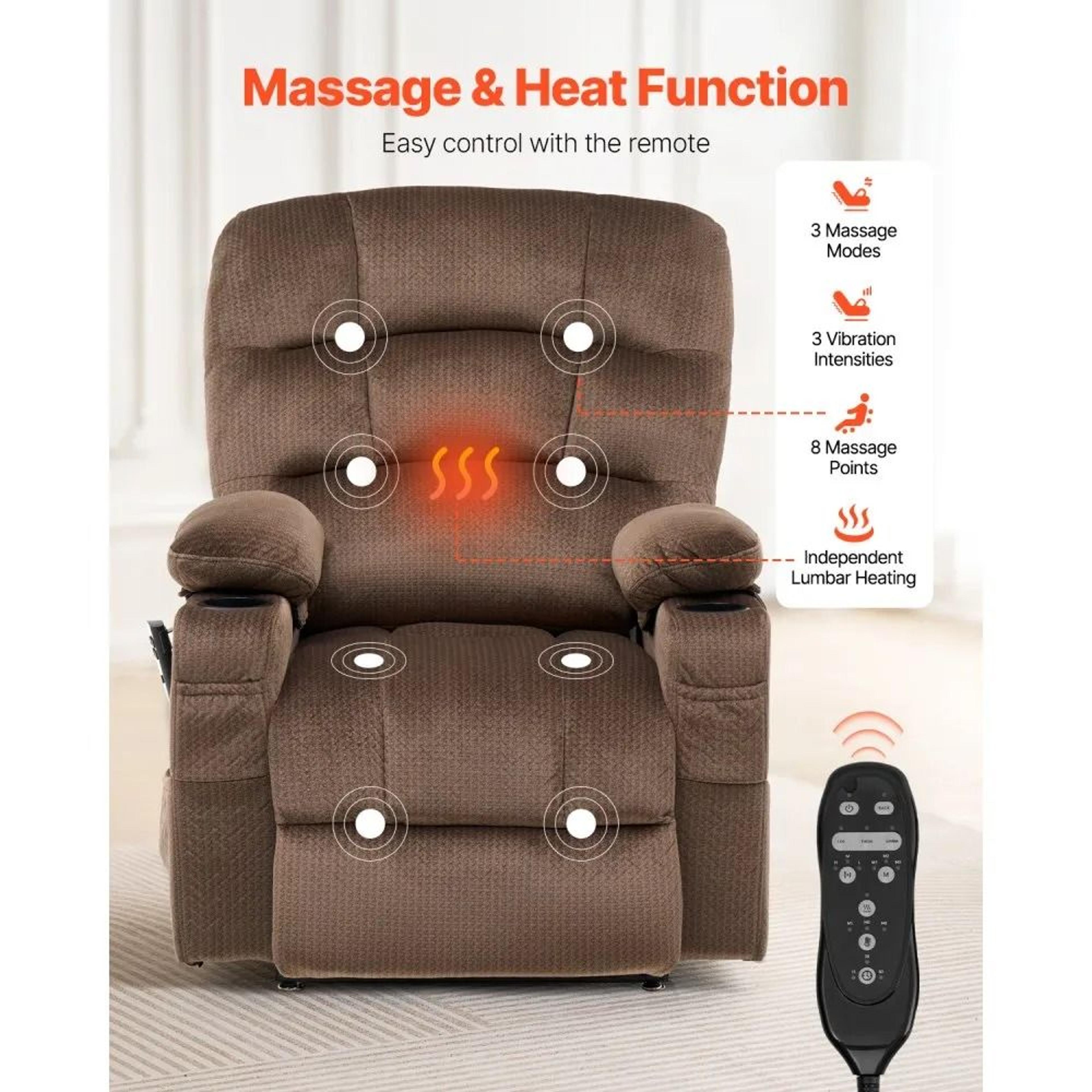 Dual Motor Power Lift Recliner Chair With Heat Massage Cup Holders And USB Charging 1
