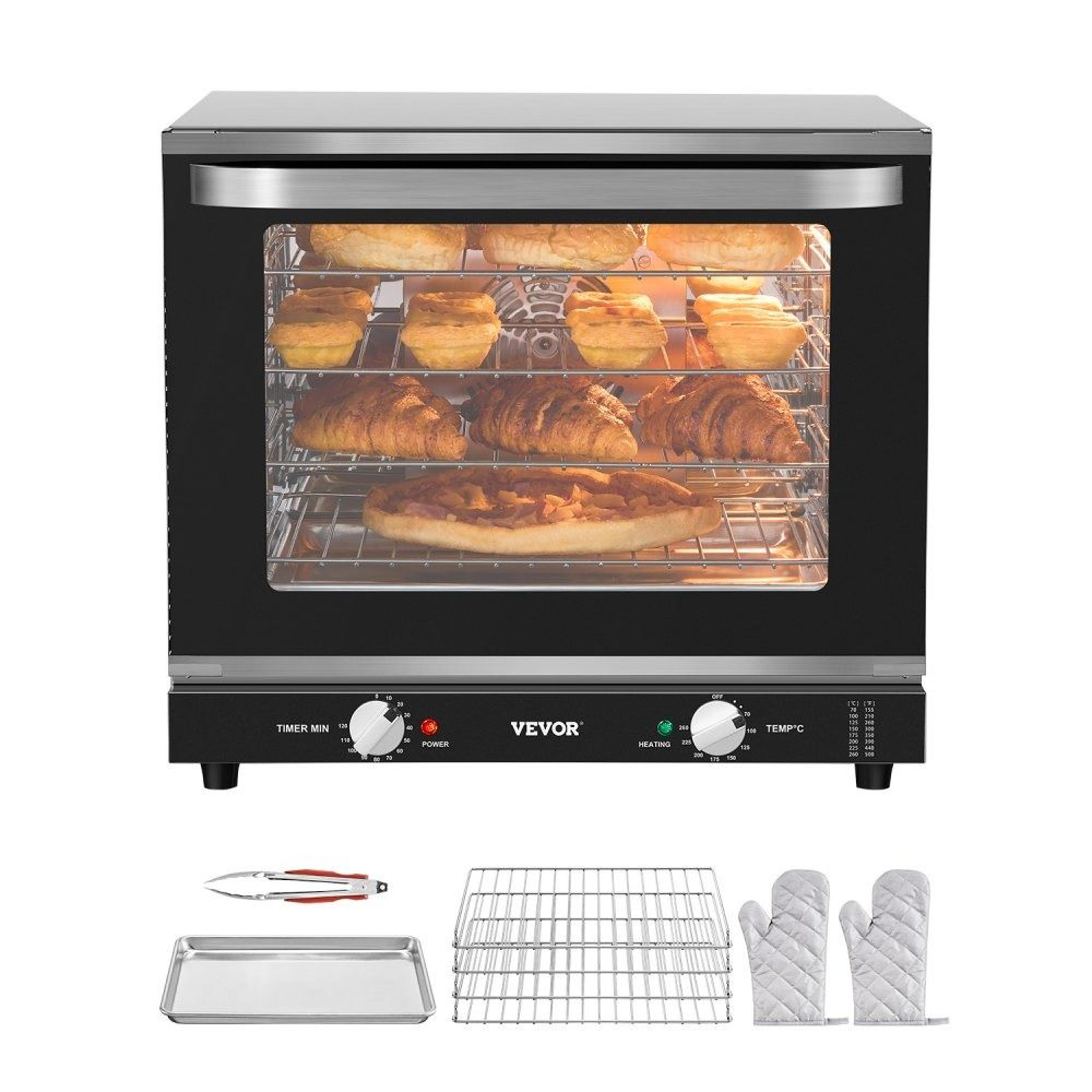 commercial countertop oven 66l 4-tier stainless steel 2800w baking oven