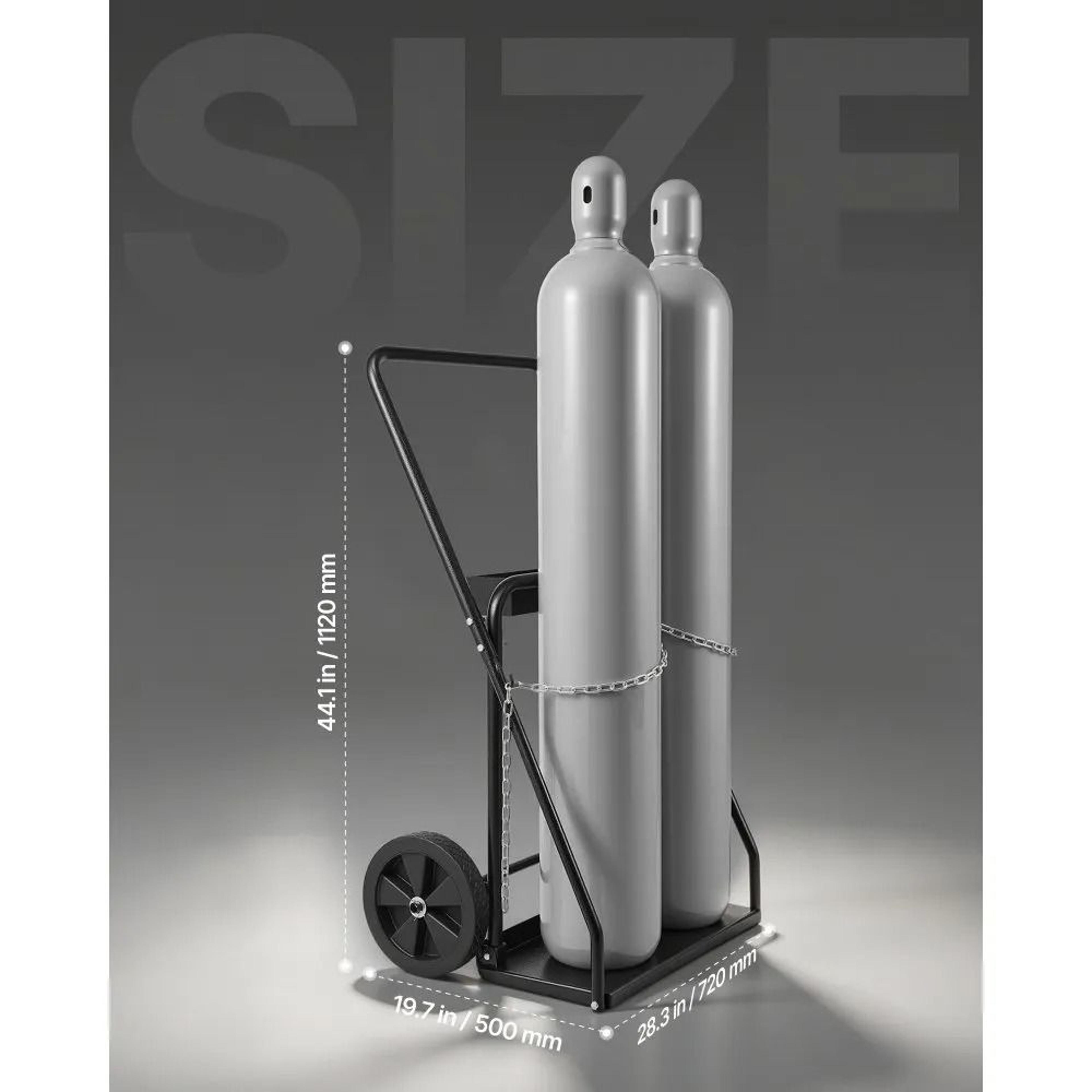 Dual Welding Cylinder Cart With 10 Inch Solid Wheels And 440 Lb Static Capacity 4