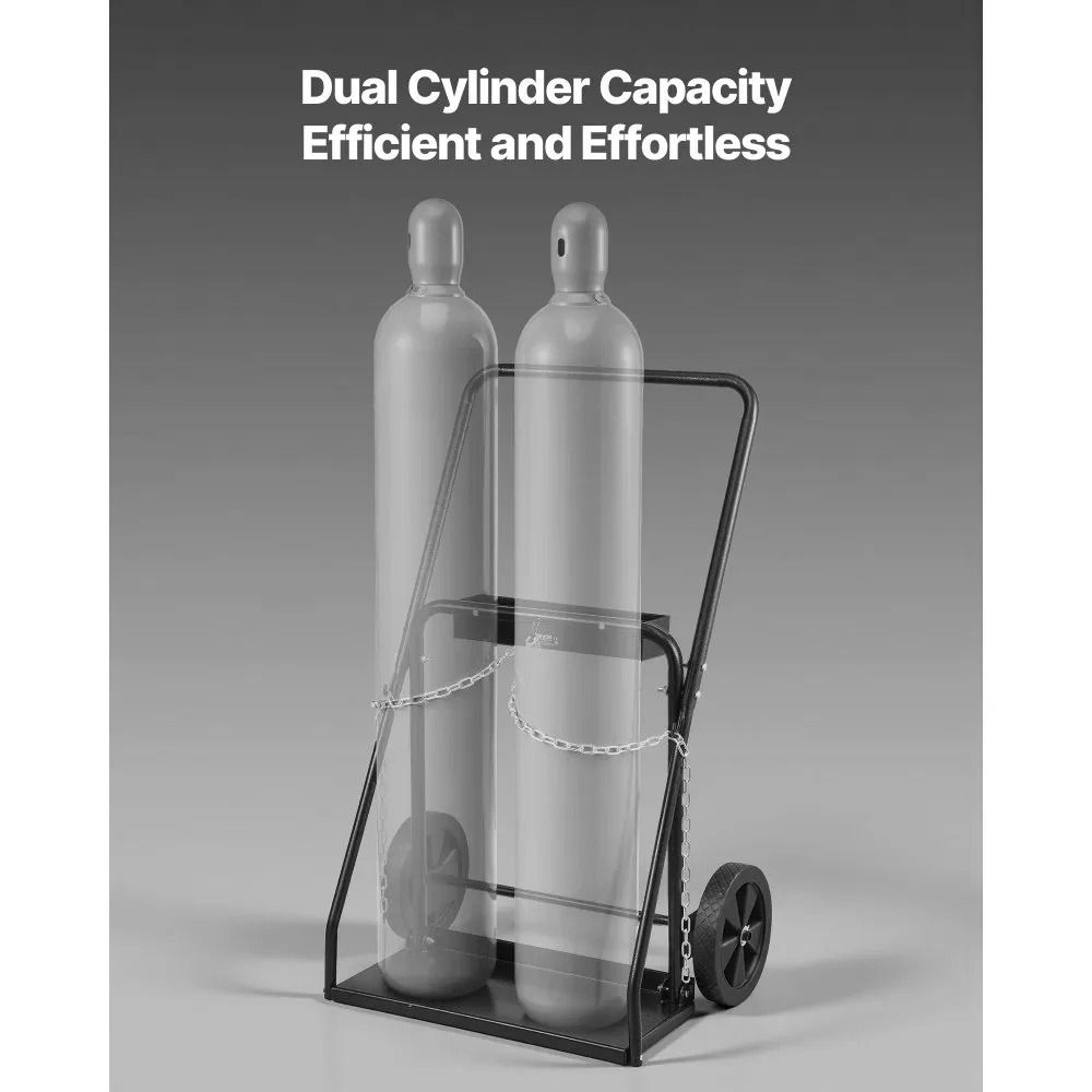 Dual Welding Cylinder Cart With 10 Inch Solid Wheels And 440 Lb Static Capacity 3