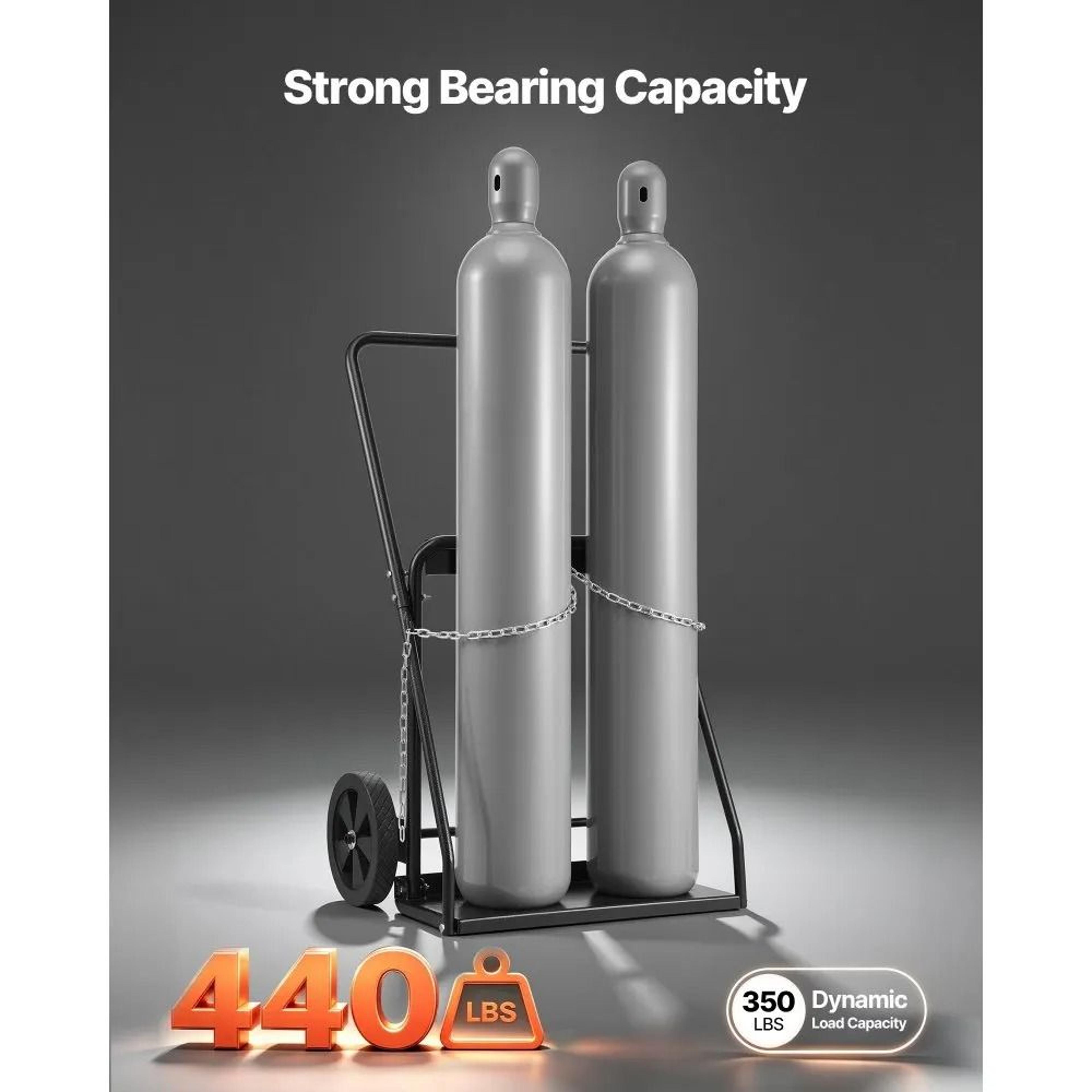 Dual Welding Cylinder Cart With 10 Inch Solid Wheels And 440 Lb Static Capacity 5