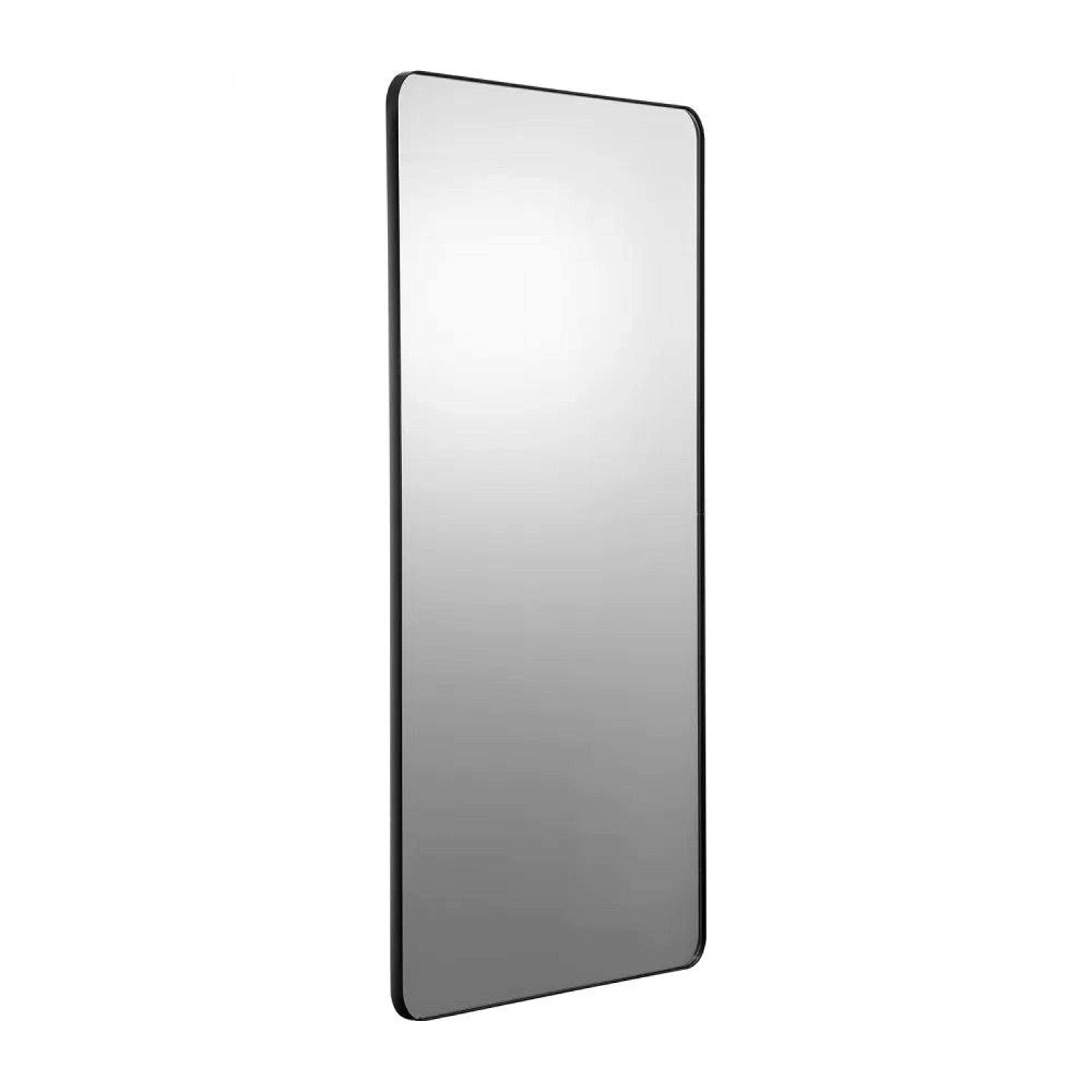 wall mounted rectangular tempered glass mirror with brushed aluminum frame