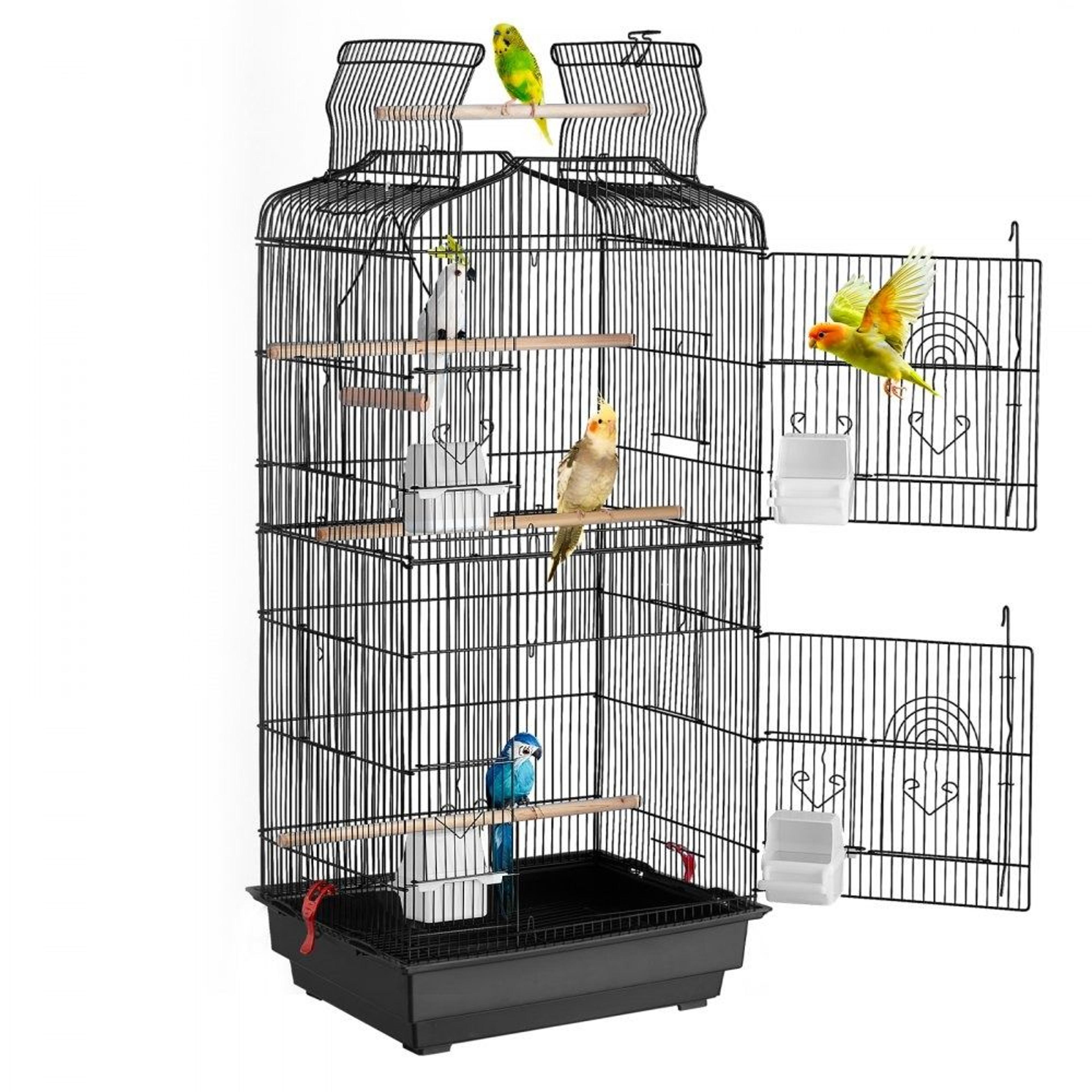41 inch open top bird cage with feeders perches and swing