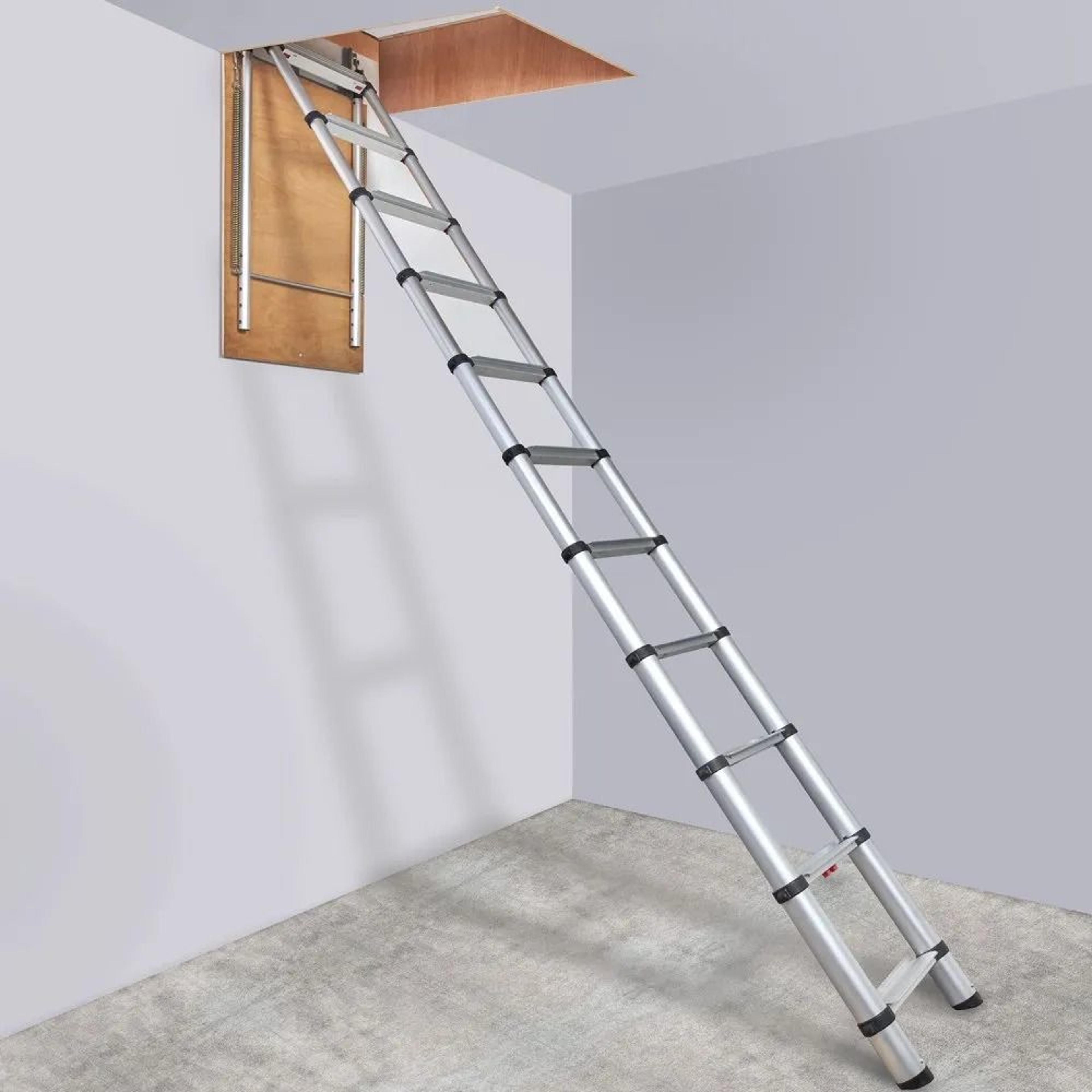 Telescoping Attic Ladder With Concealed Door 350 Lb Capacity For 98 To 105 Ft Ceilings 5