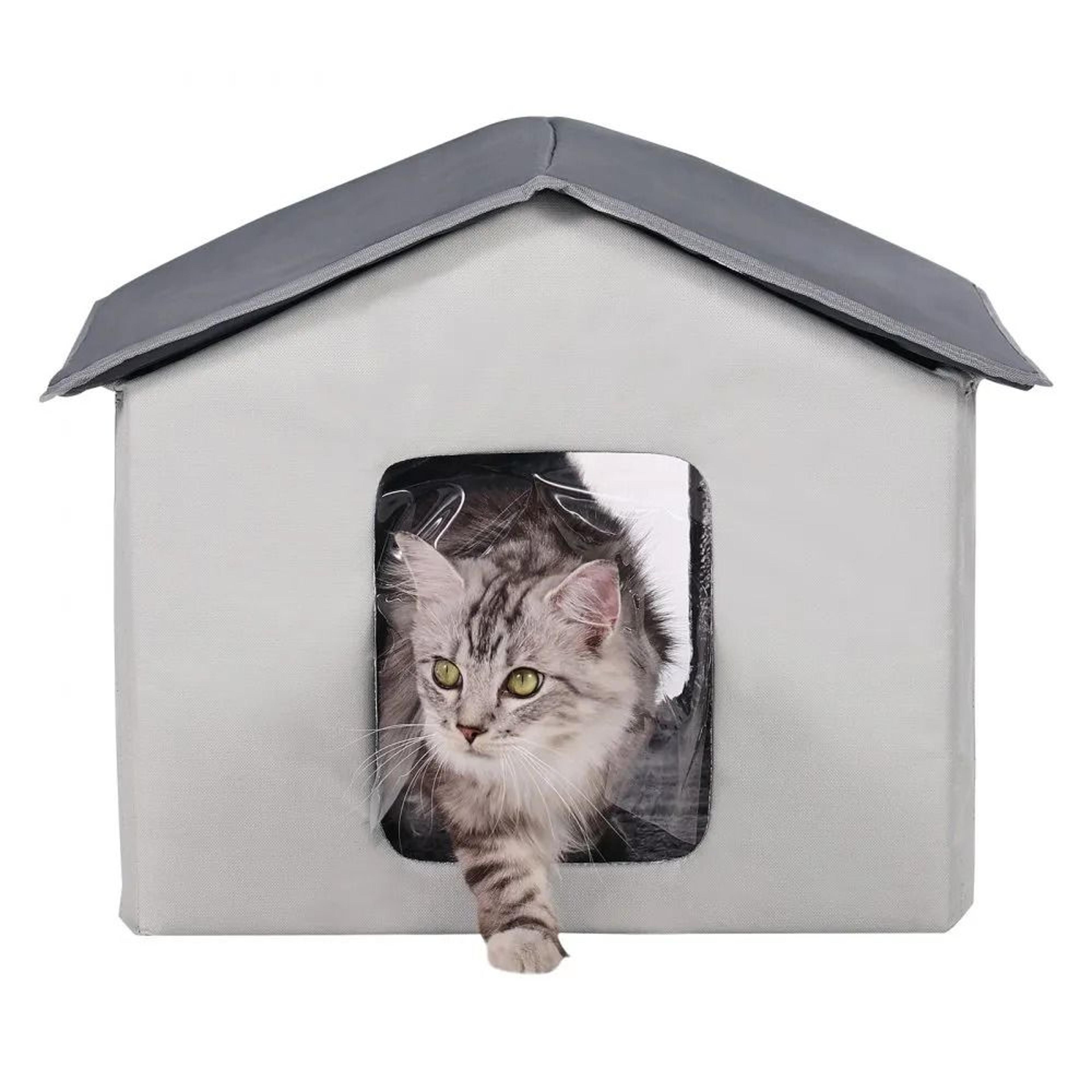 heated outdoor cat house with 30w heating pad and waterproof 600d oxford cloth