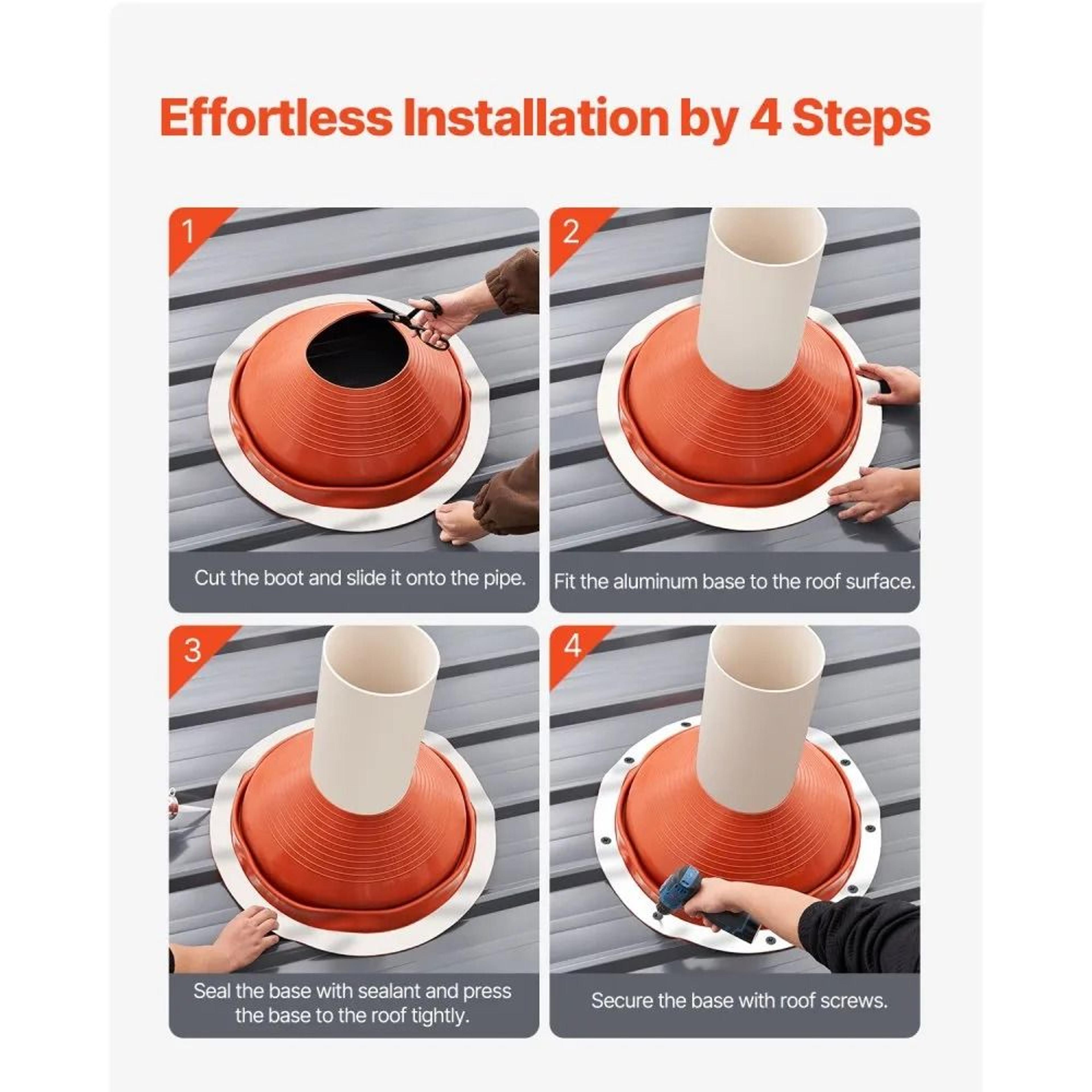 Flexible Silicone Roof Pipe Flashing Boot For 10 To 19 Inch Pipes 5
