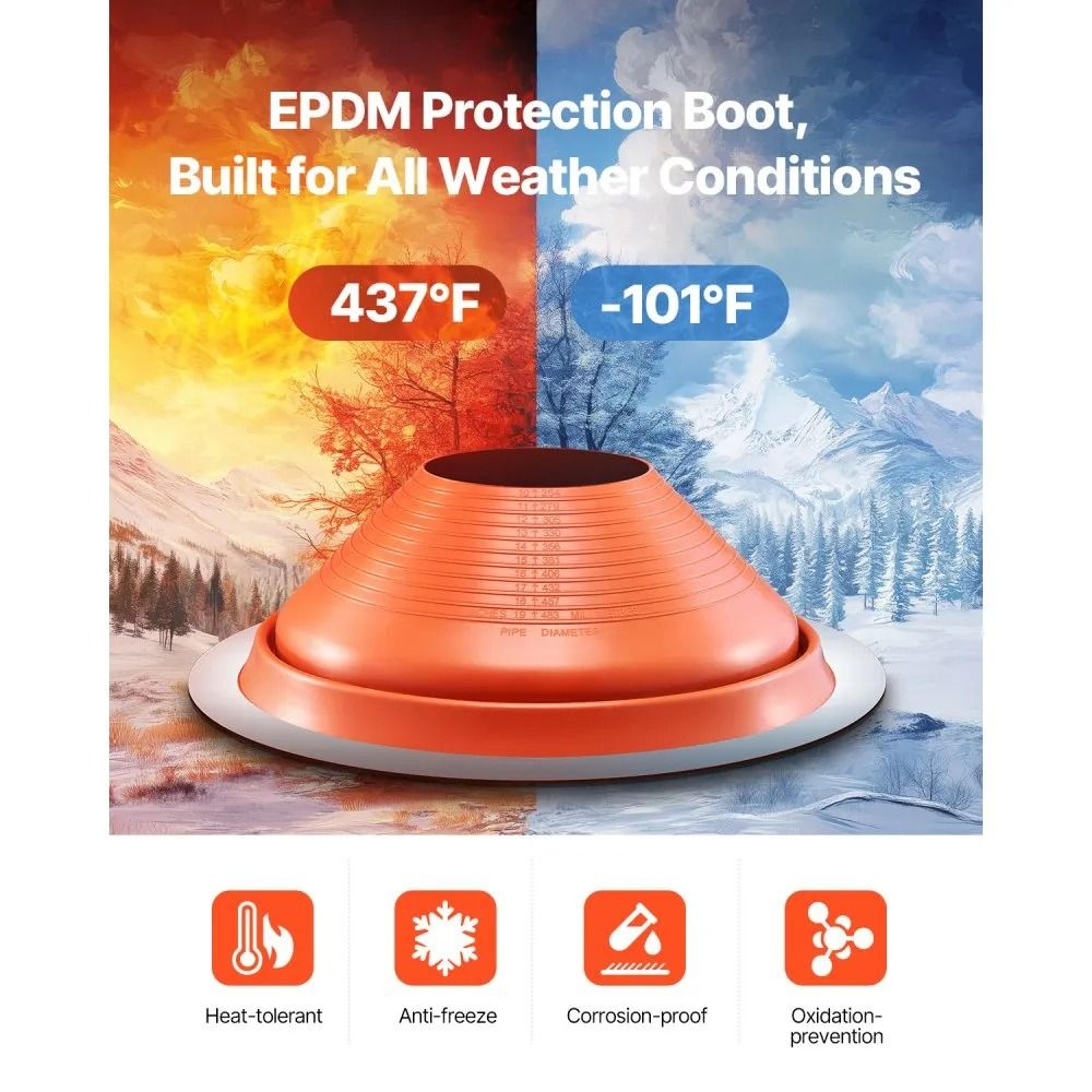 Flexible Silicone Roof Pipe Flashing Boot For 10 To 19 Inch Pipes 2