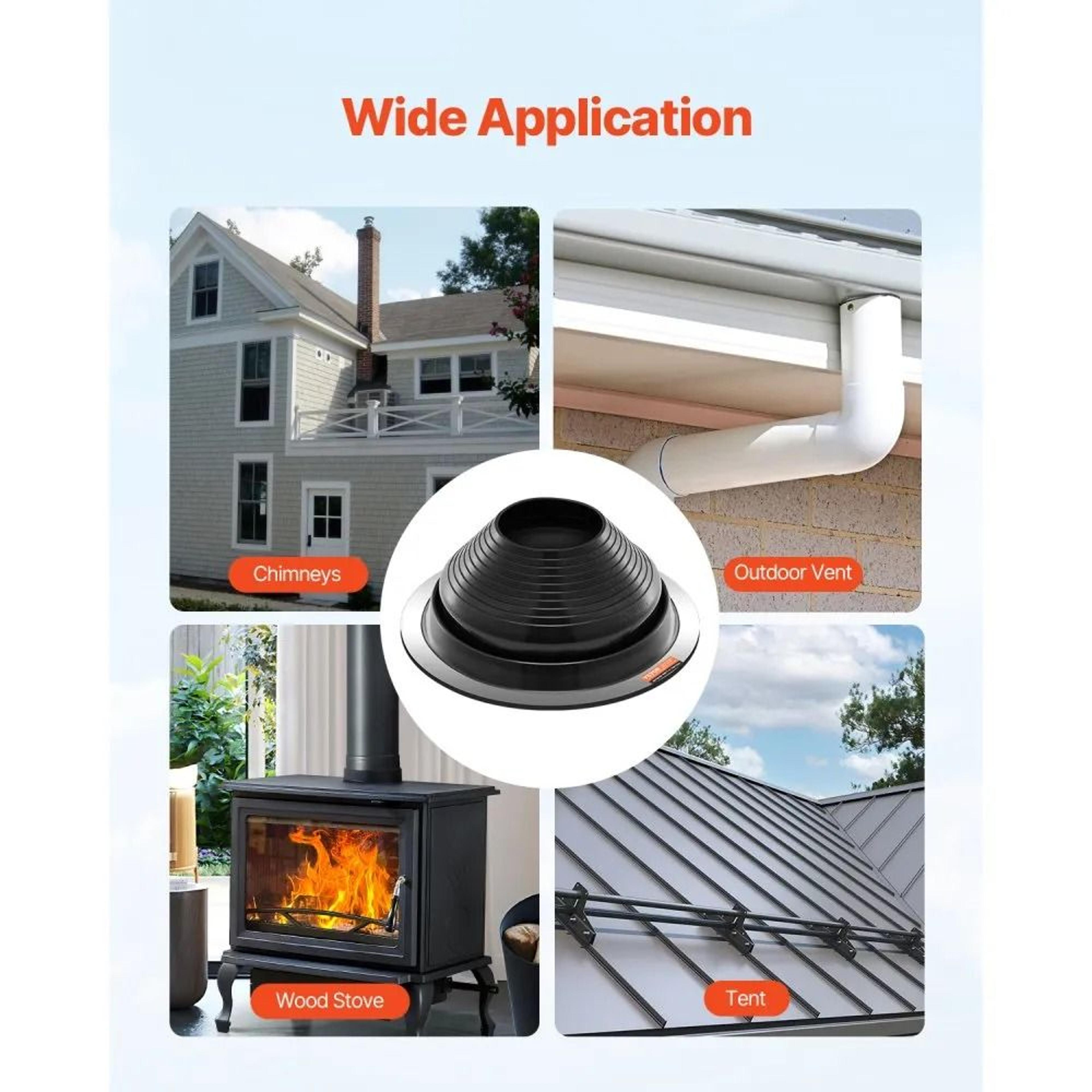 EPDM Roof Pipe Flashing Boots For 6 To 11 Inch Pipes With Flexible Aluminum Base 3