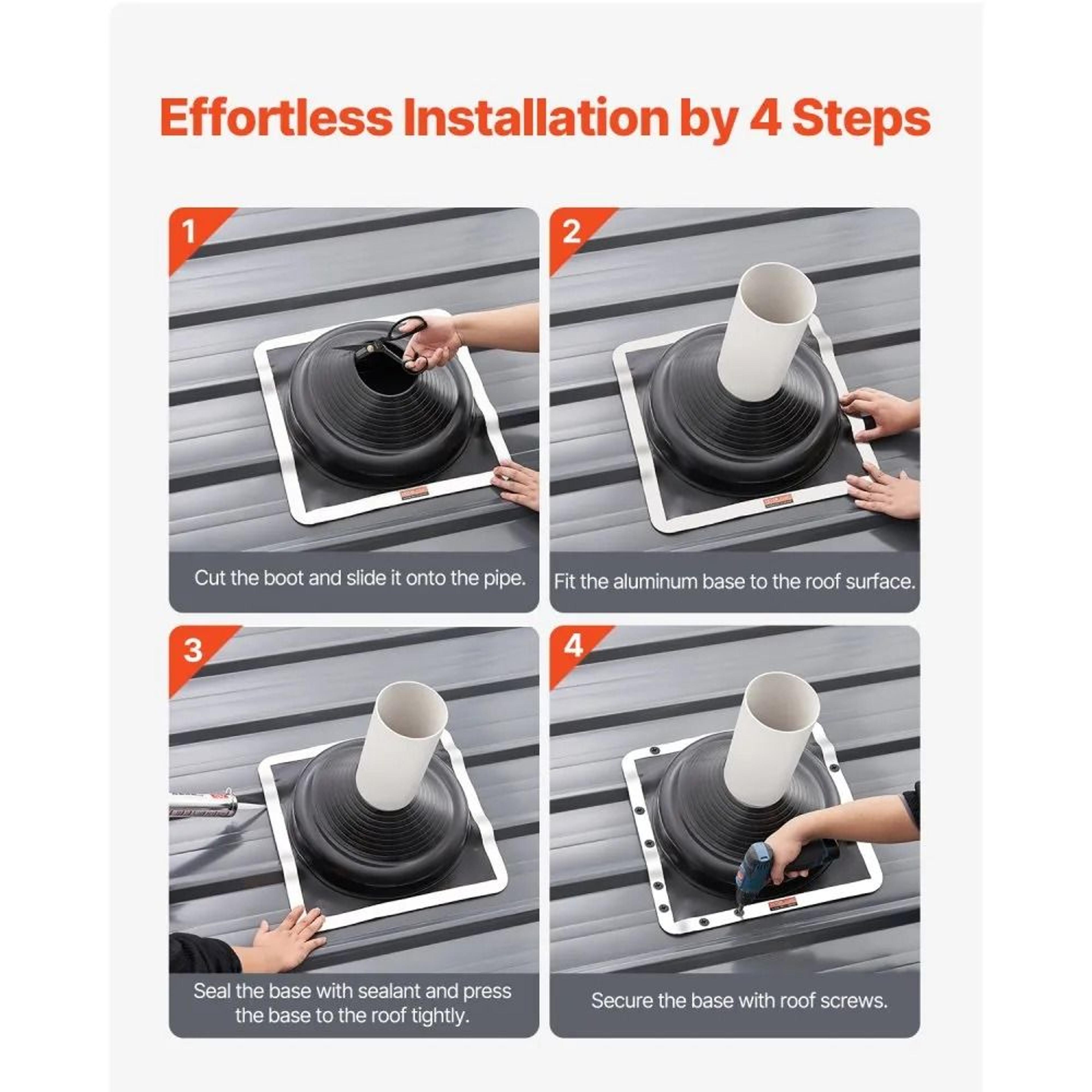 EPDM Roof Pipe Flashing Boots 2 Pack For 634 To 14 Inch Pipes 5