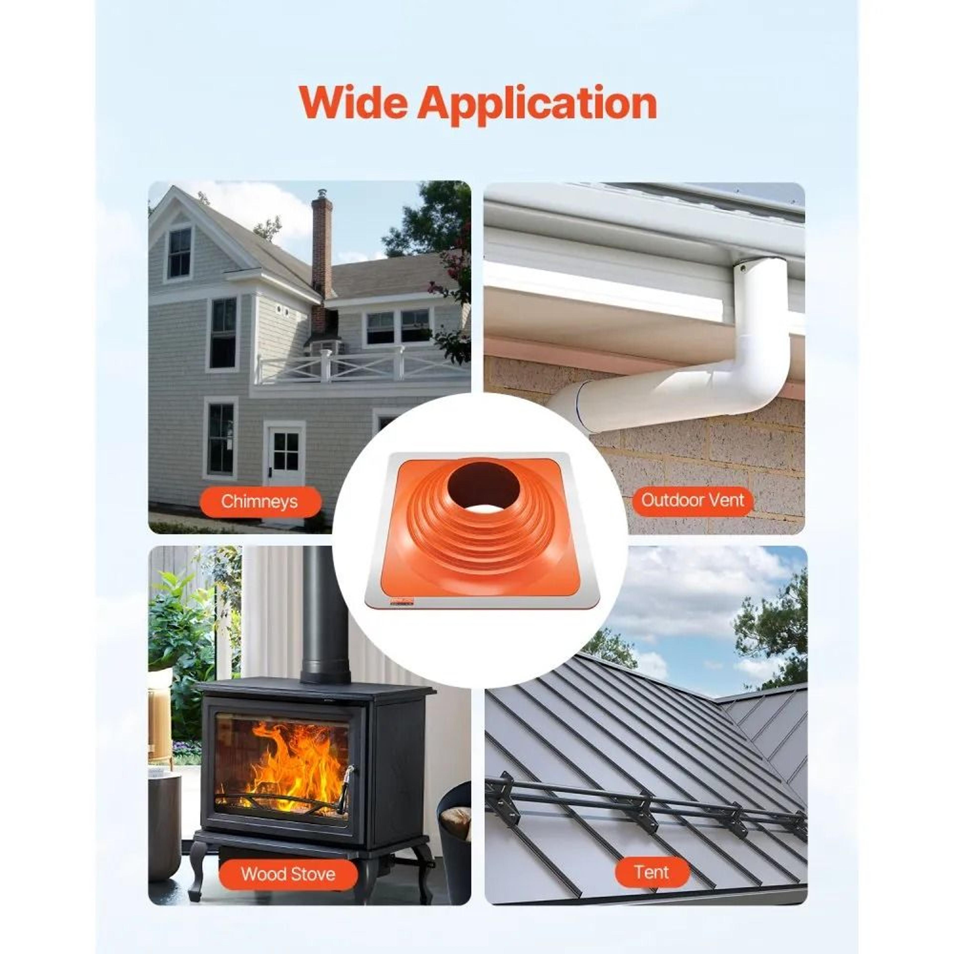 Silicone Roof Pipe Flashing Boot For 10 To 18 Inch Pipes With Flexible Aluminum Base 5