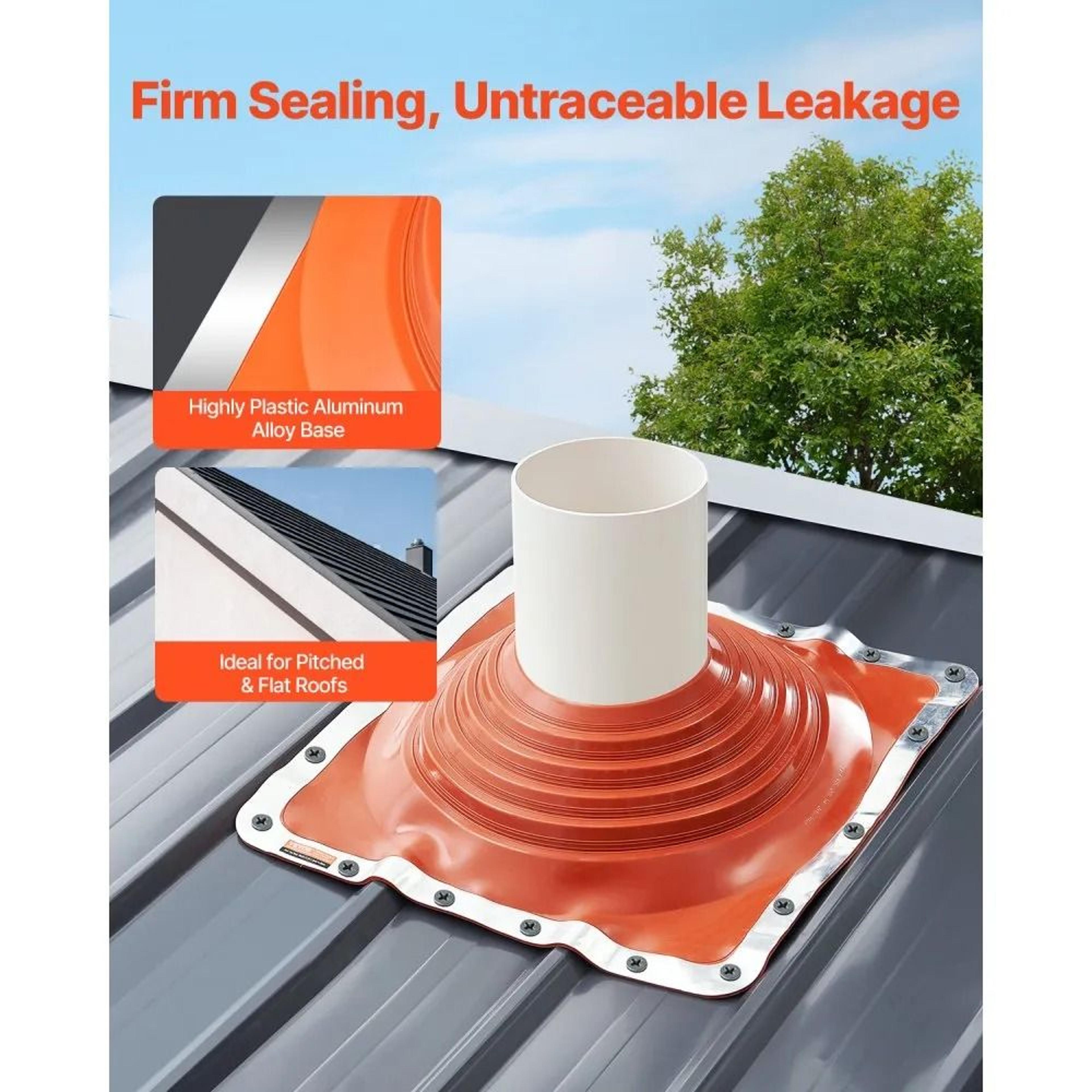 Silicone Roof Pipe Flashing Boot For 10 To 18 Inch Pipes With Flexible Aluminum Base 1