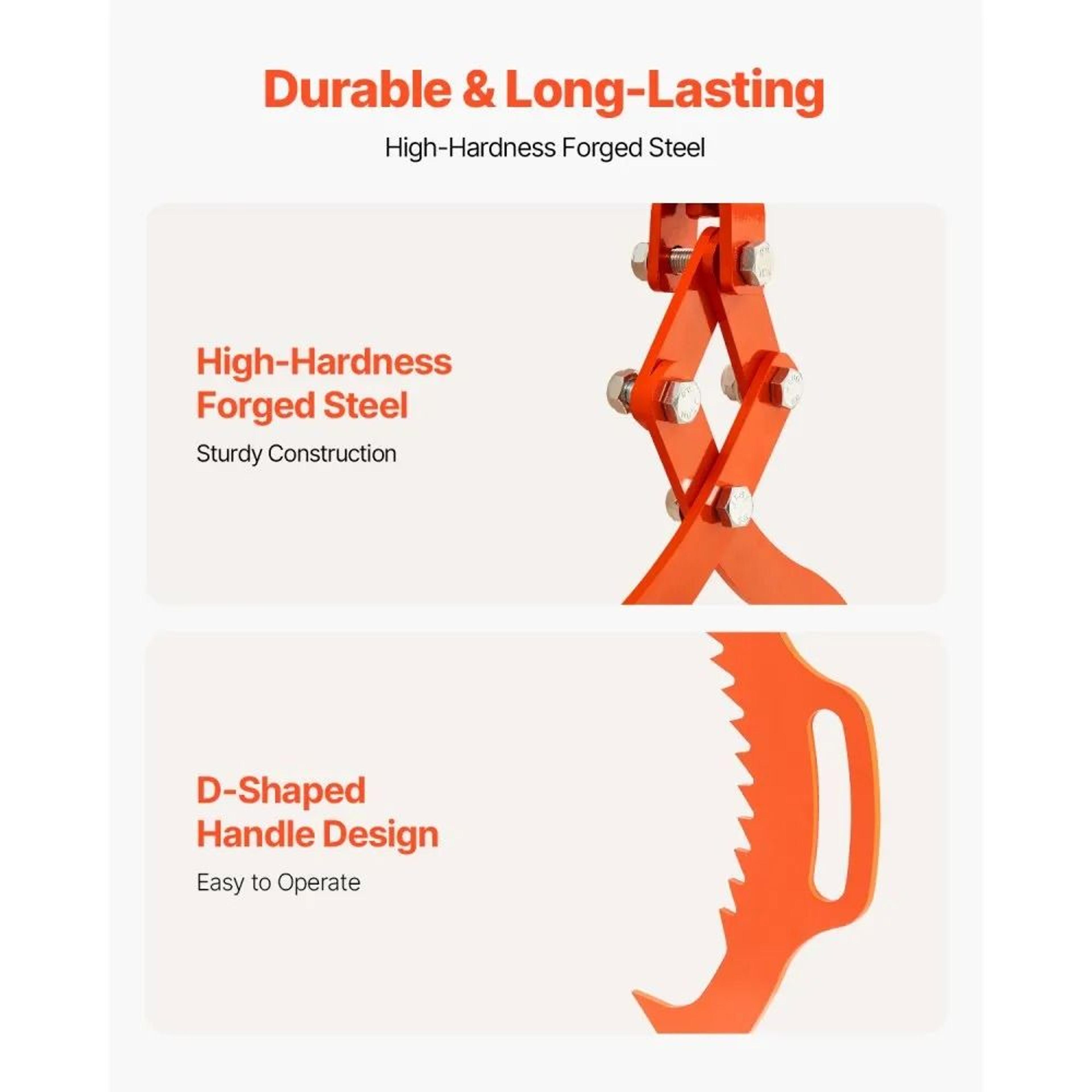 28 Inch Heavy Duty Steel Log Lifting Tongs With 1100 Lb Static Load Capacity 5