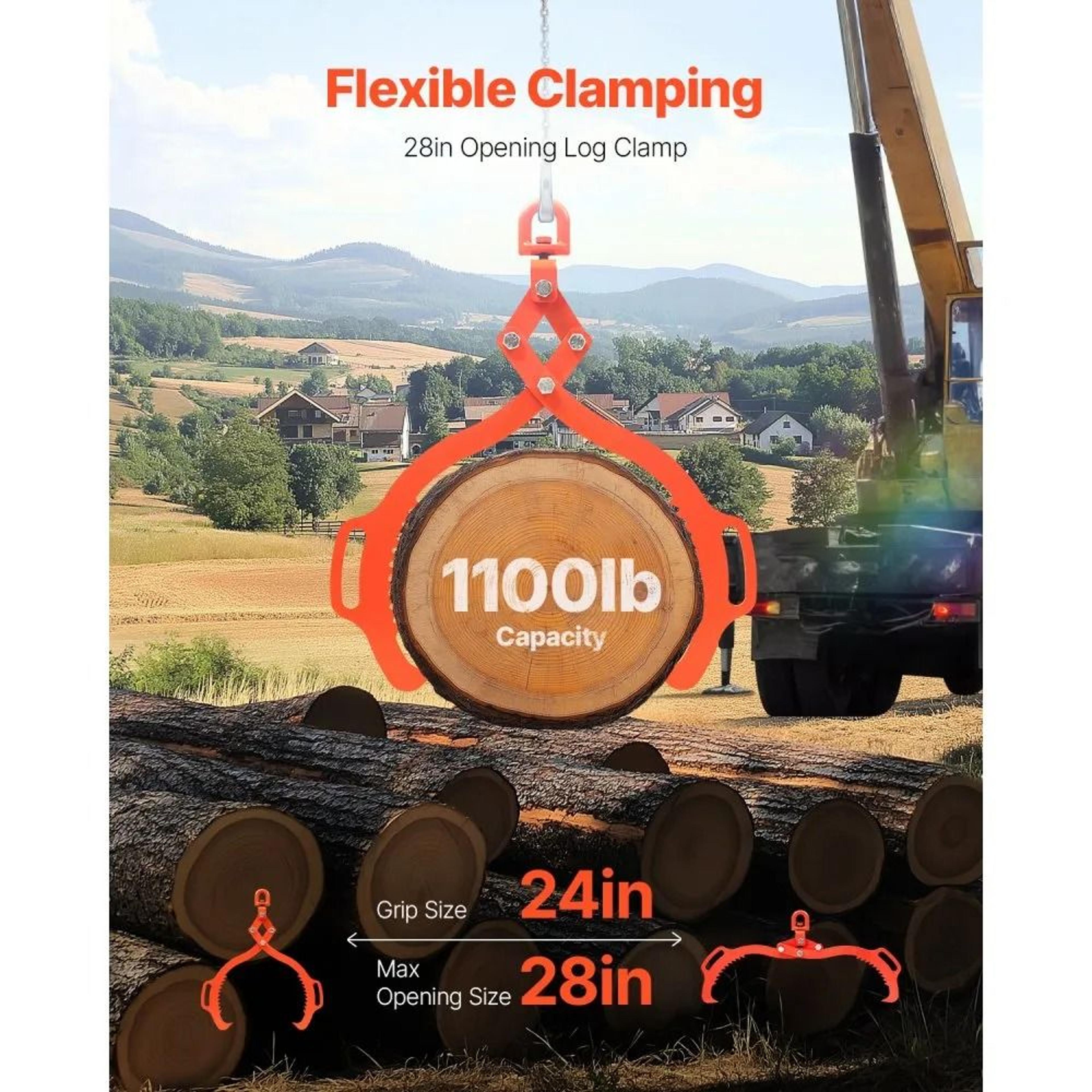 28 Inch Heavy Duty Steel Log Lifting Tongs With 1100 Lb Static Load Capacity 3