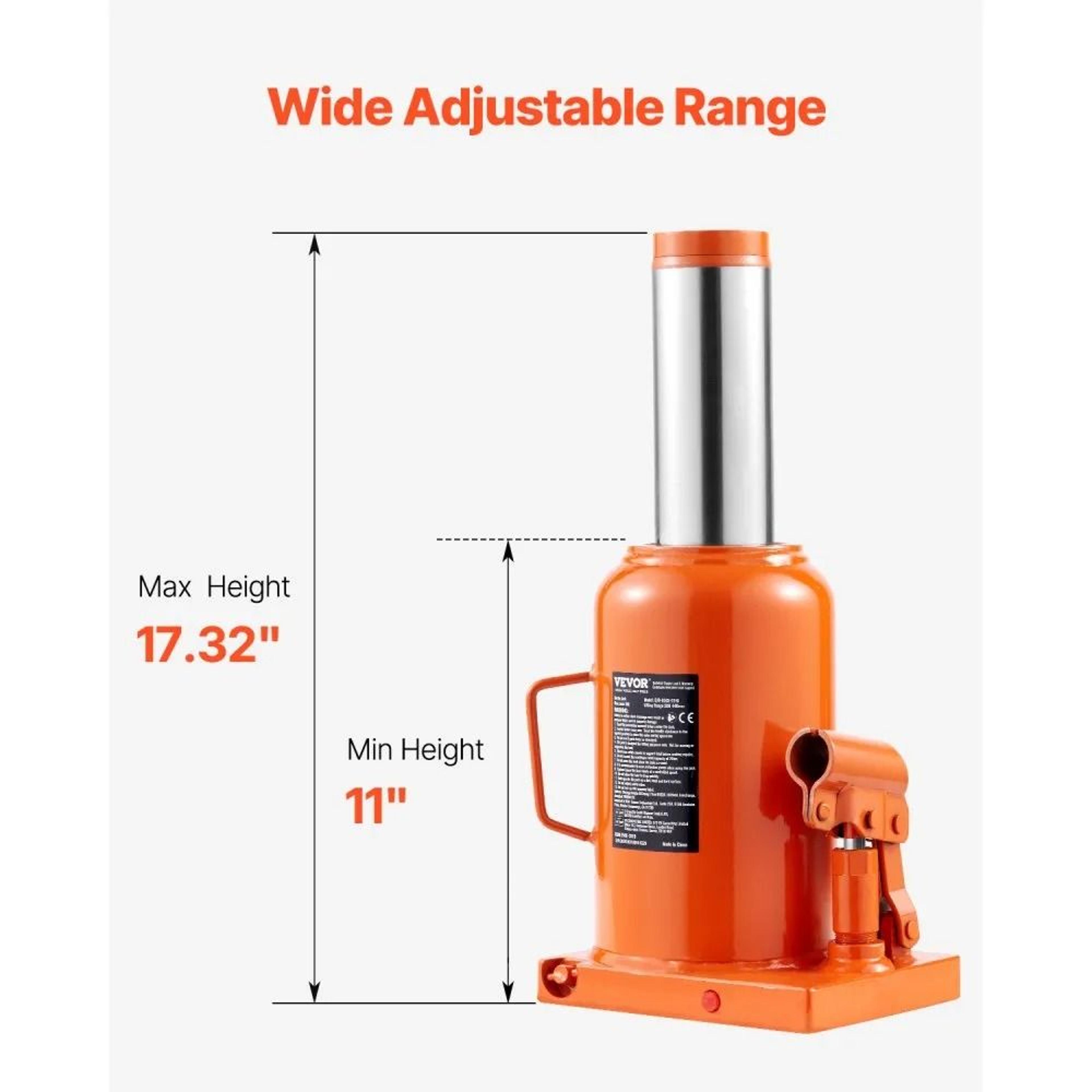 50 Ton Hydraulic Bottle Jack With 11 To 1732 Inch Lifting Range 4