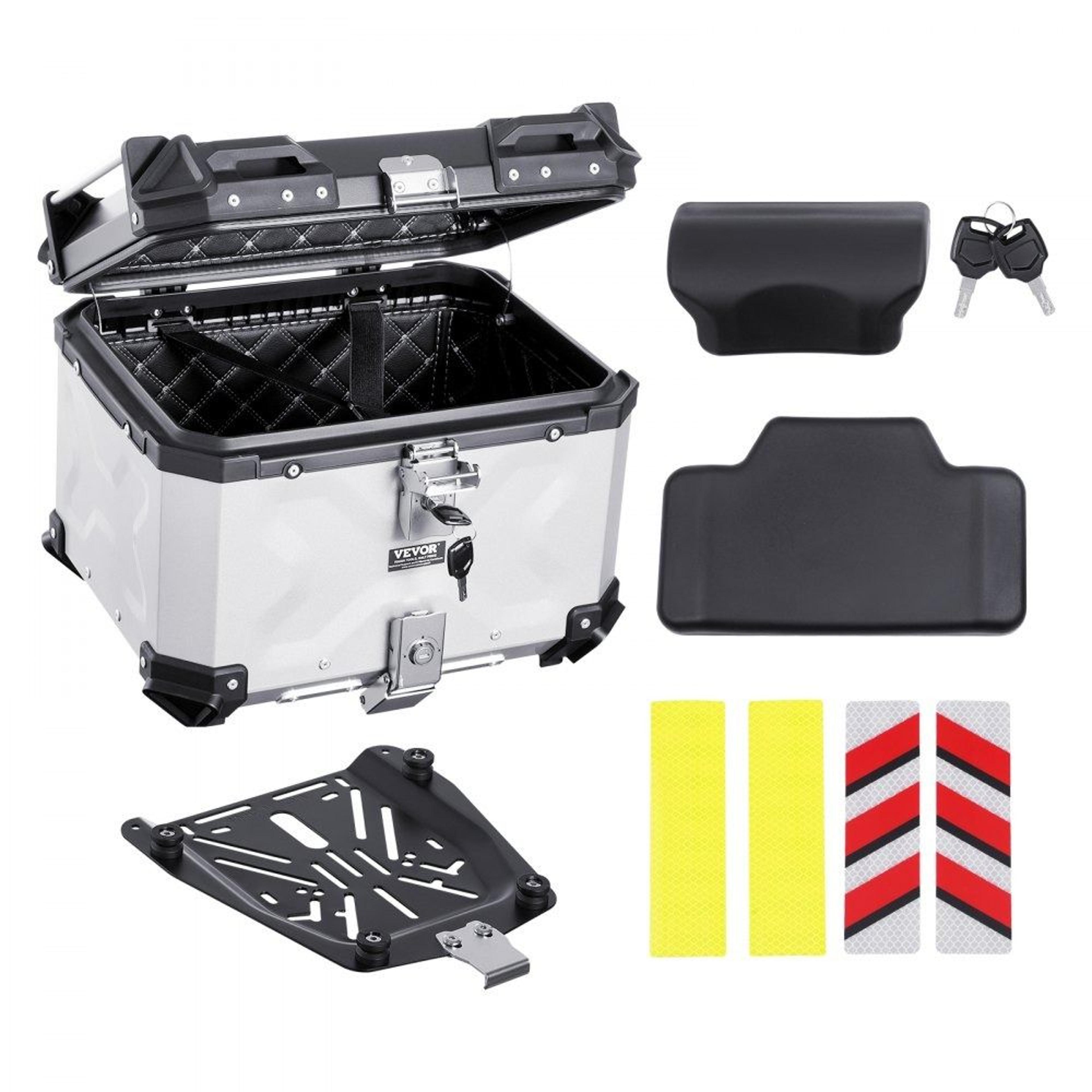 45l motorcycle top case waterproof aluminum alloy tail box with lock and back cushion