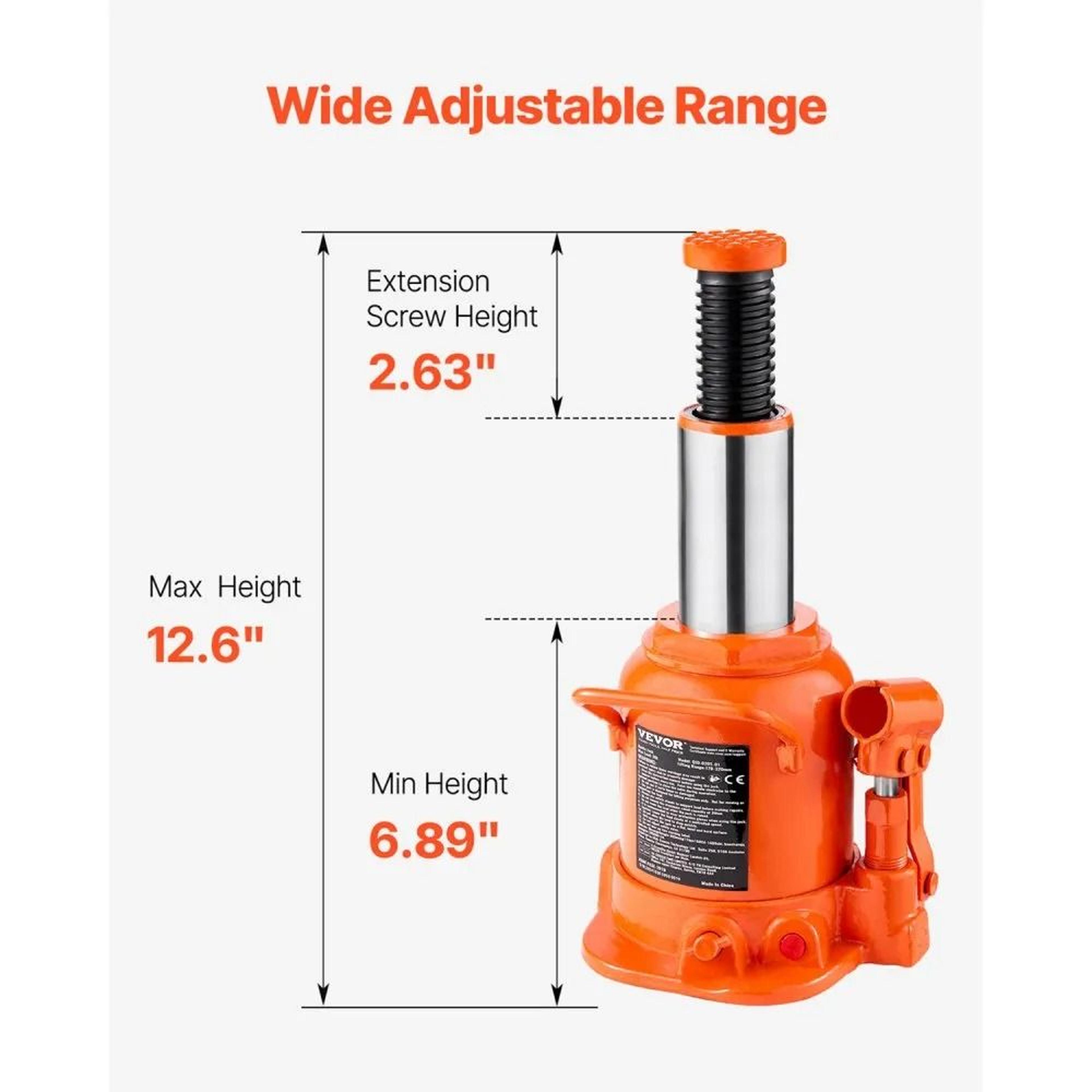 20 Ton Hydraulic Bottle Jack With Adjustable Lift And 3Section Handle 4