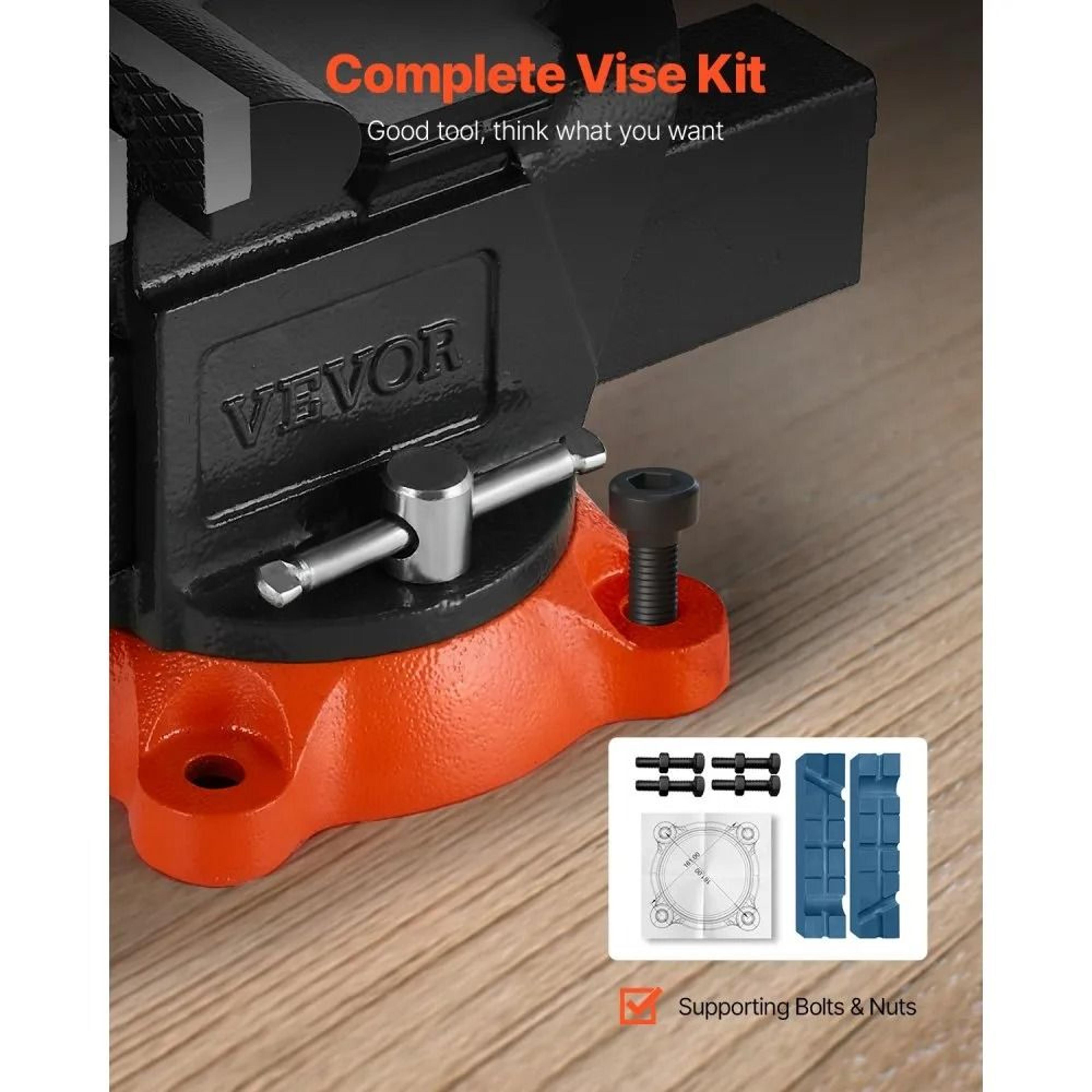 5 Inch Heavy Duty Bench Vise With 360 Degree Swivel Base And Pipe Jaws 3