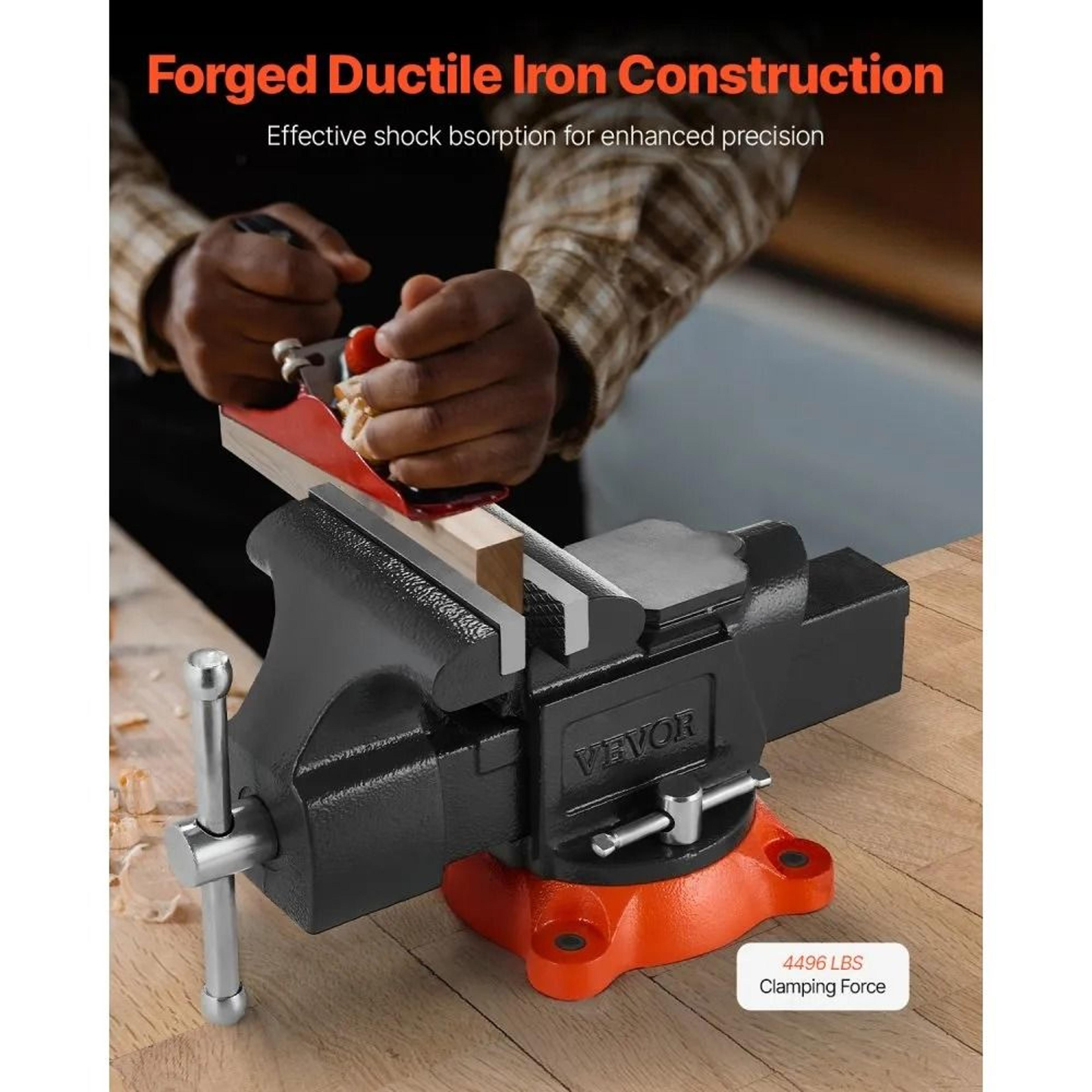 5 Inch Heavy Duty Bench Vise With 360 Degree Swivel Base And Pipe Jaws 1