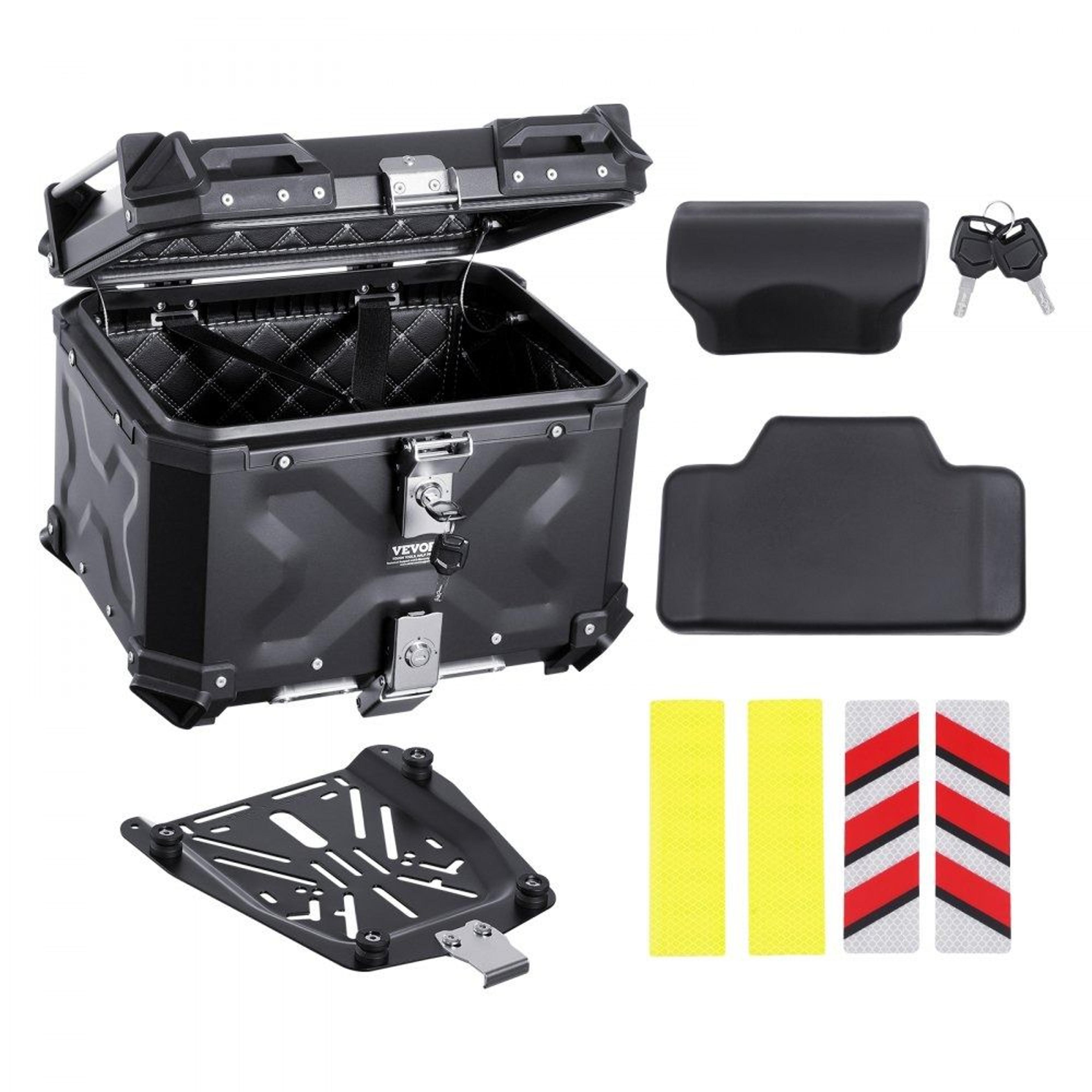 55l aluminum motorcycle top case with lock back cushion and detachable mount